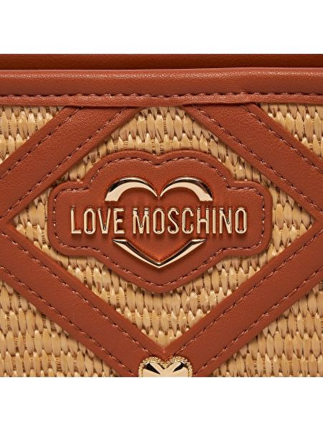 BORSA RAFFIA NAT+PU CUOIO+STUDS ORO
