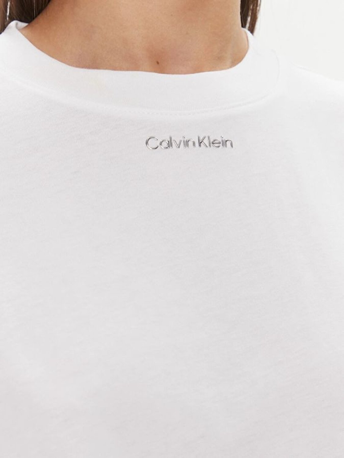 Calvin Klein Kadın Logo Detaylı Kısa Kollu Beyaz T-Shirt