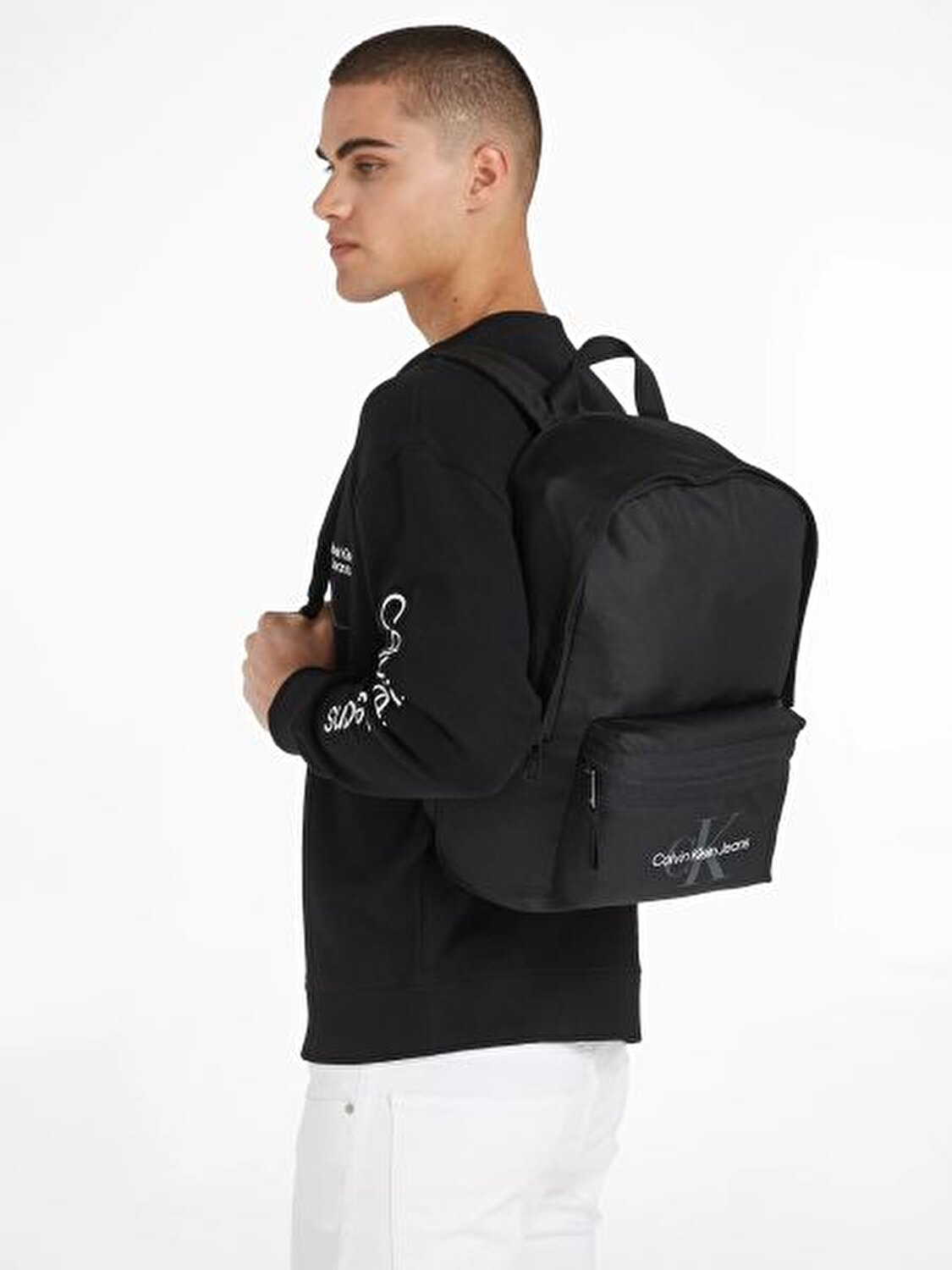 Calvin Klein Erkek Logo Detaylı Siyah Sırt Çantası