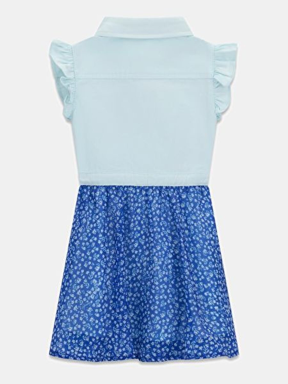 MAVİ LOGOLU DESENLİ KIZ ÇOCUK ELBİSE