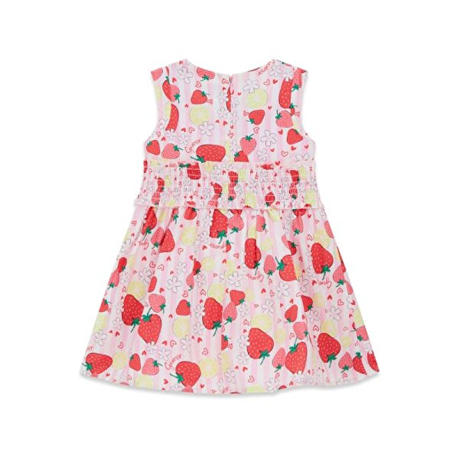 PEMBE LOGOLU DESENLİ KIZ ÇOCUK ELBİSE