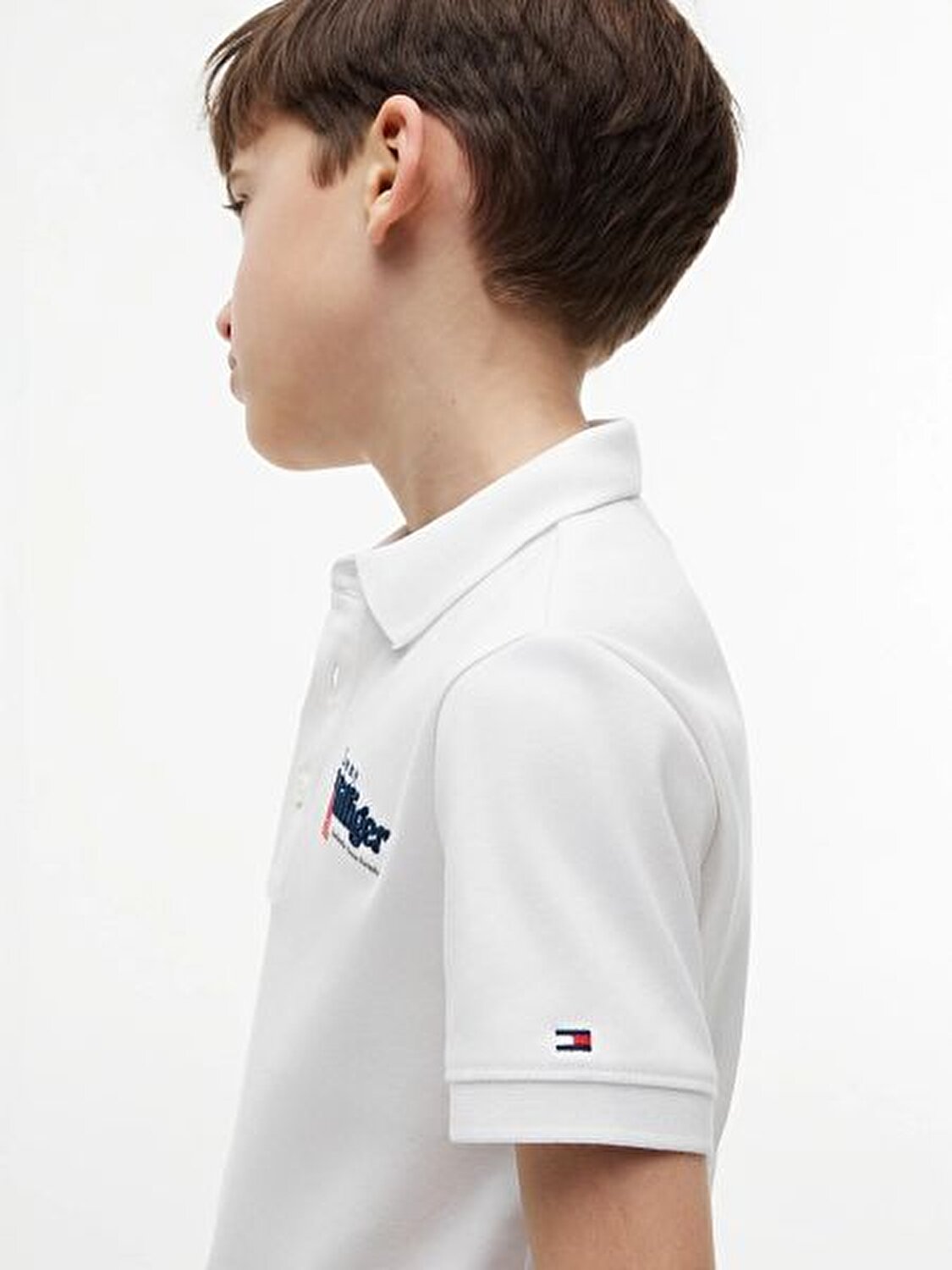 BEYAZ LOGOLU ERKEK ÇOCUK POLO T-SHIRT