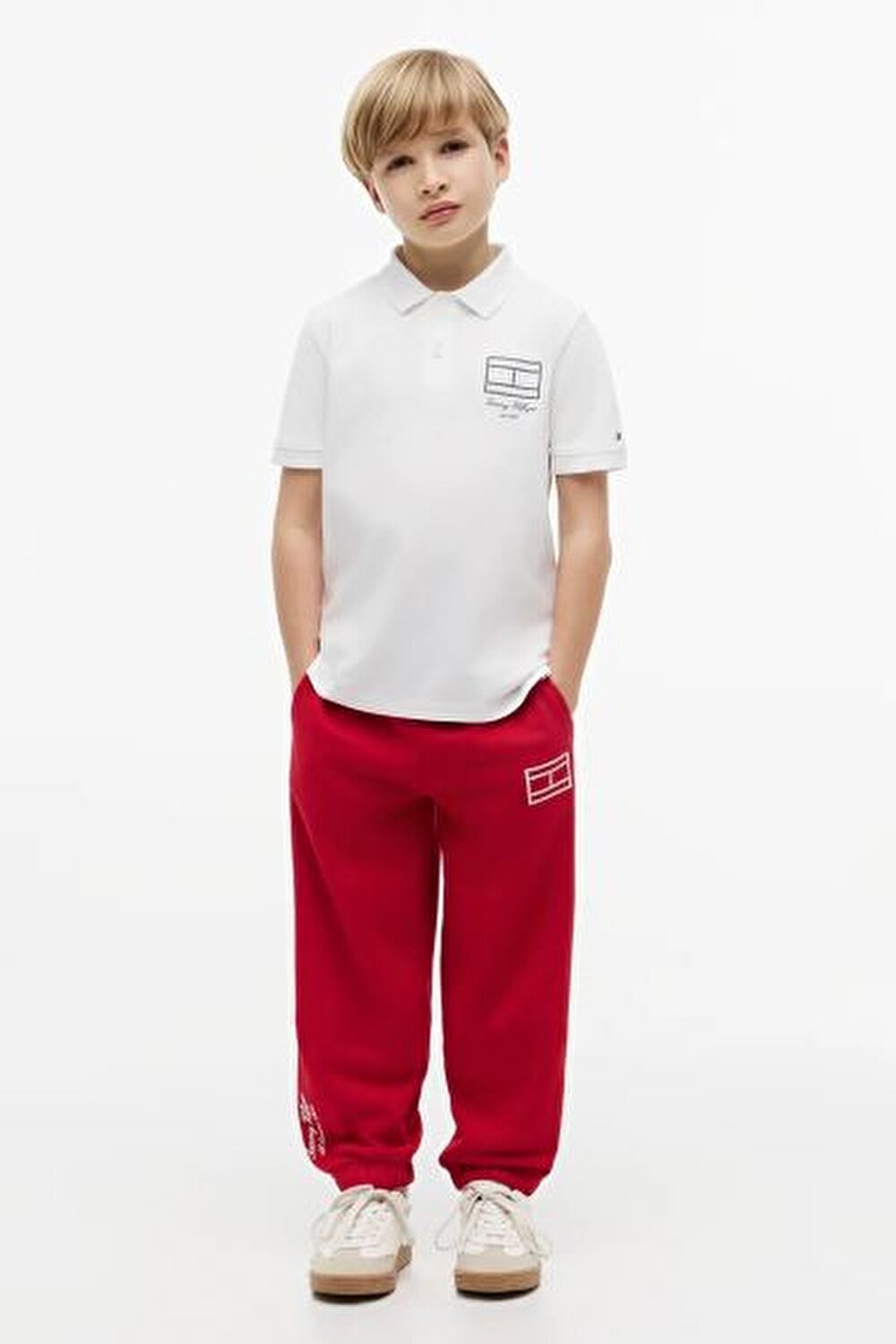 BEYAZ LOGOLU ERKEK ÇOCUK POLO T-SHIRT