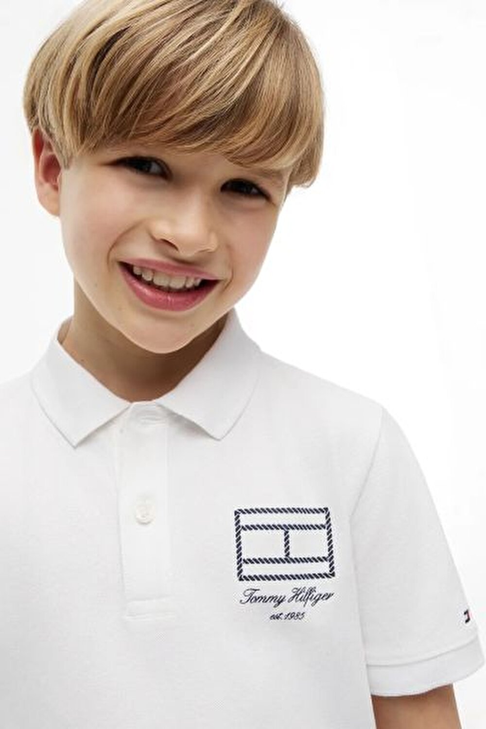 BEYAZ LOGOLU ERKEK ÇOCUK POLO T-SHIRT