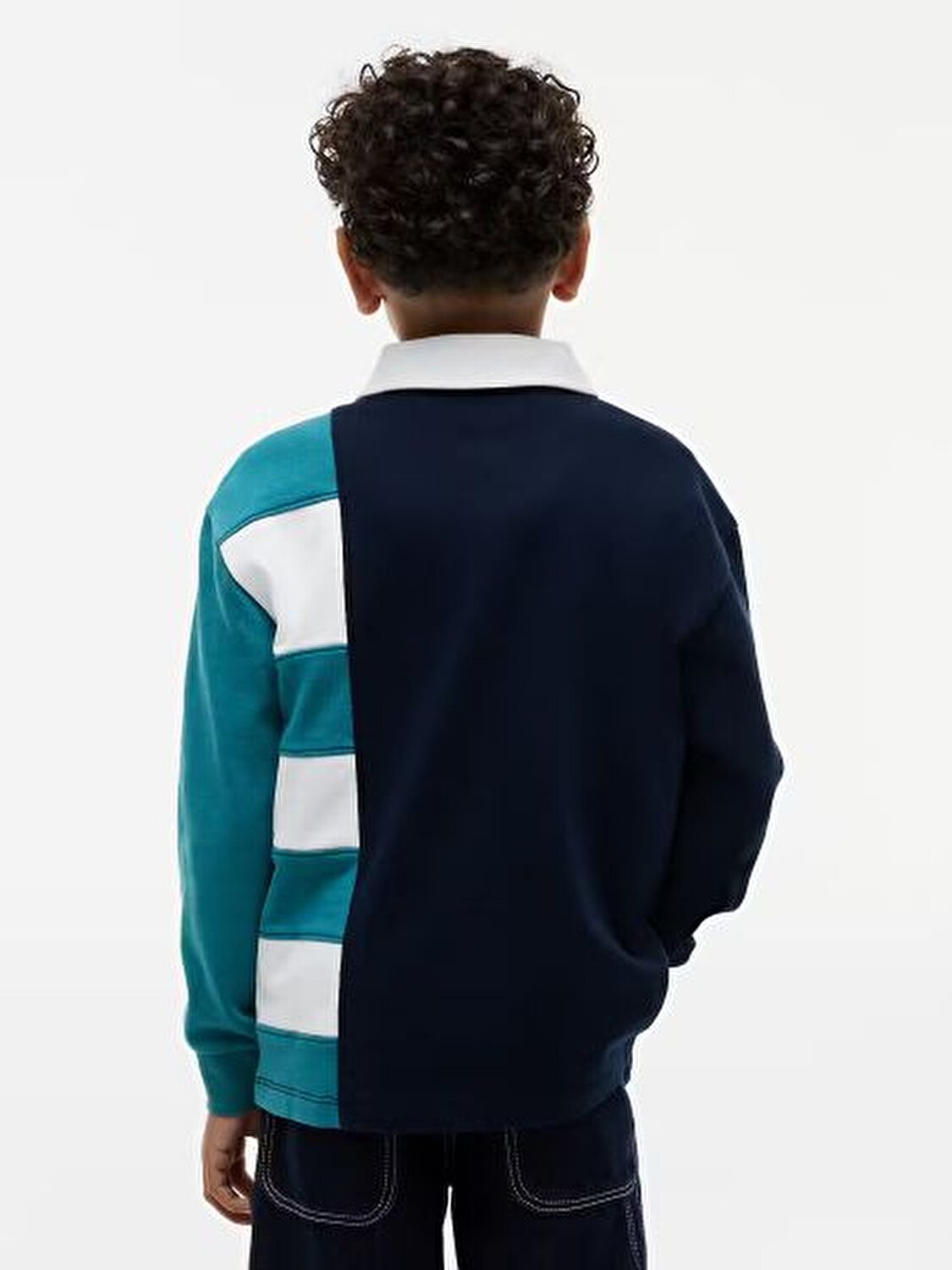 MAVİ LOGOLU ERKEK ÇOCUK UZUN KOLLU POLO T-SHIRT