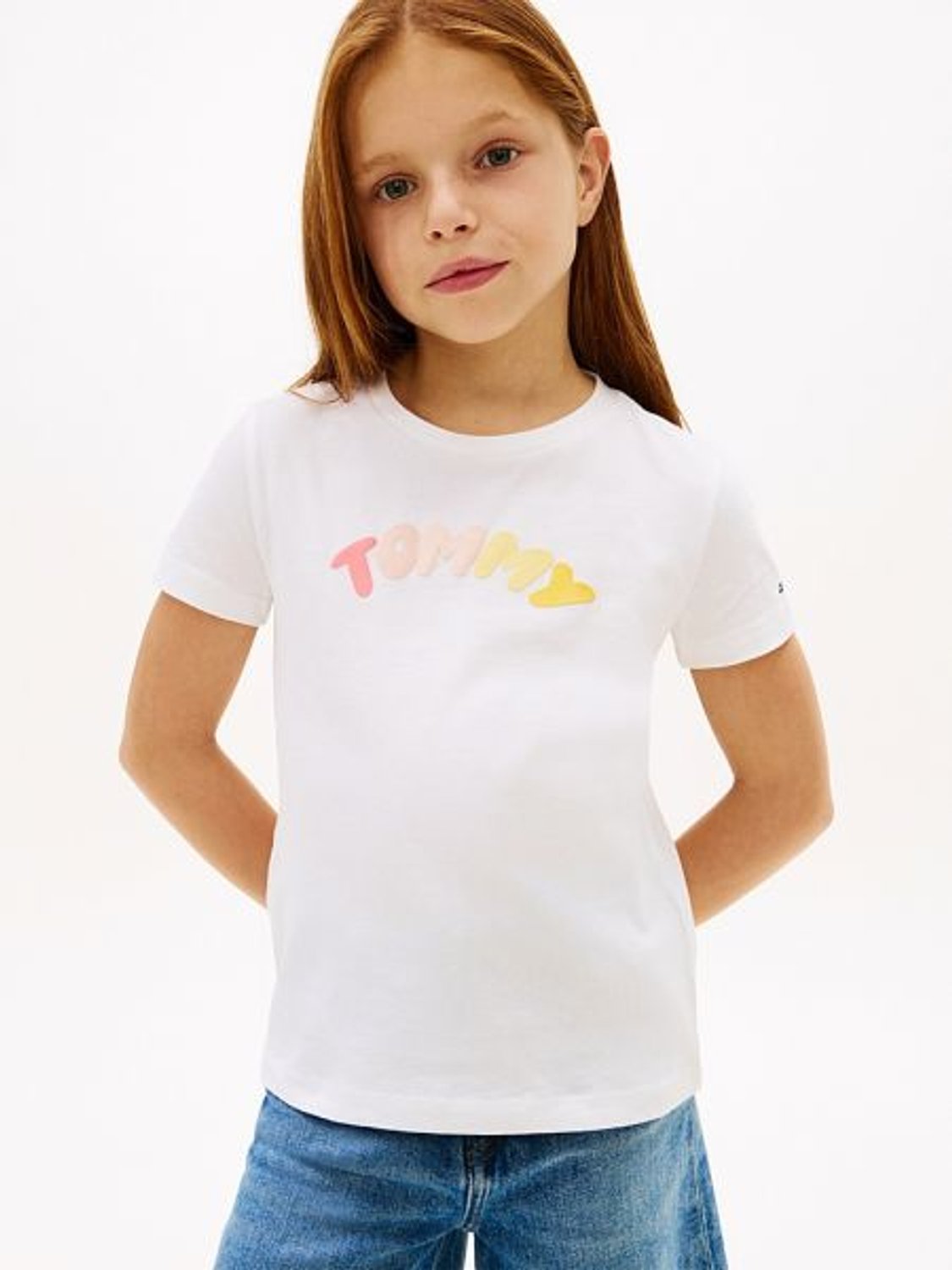 BEYAZ KIZ ÇOCUK LOGOLU T-SHIRT