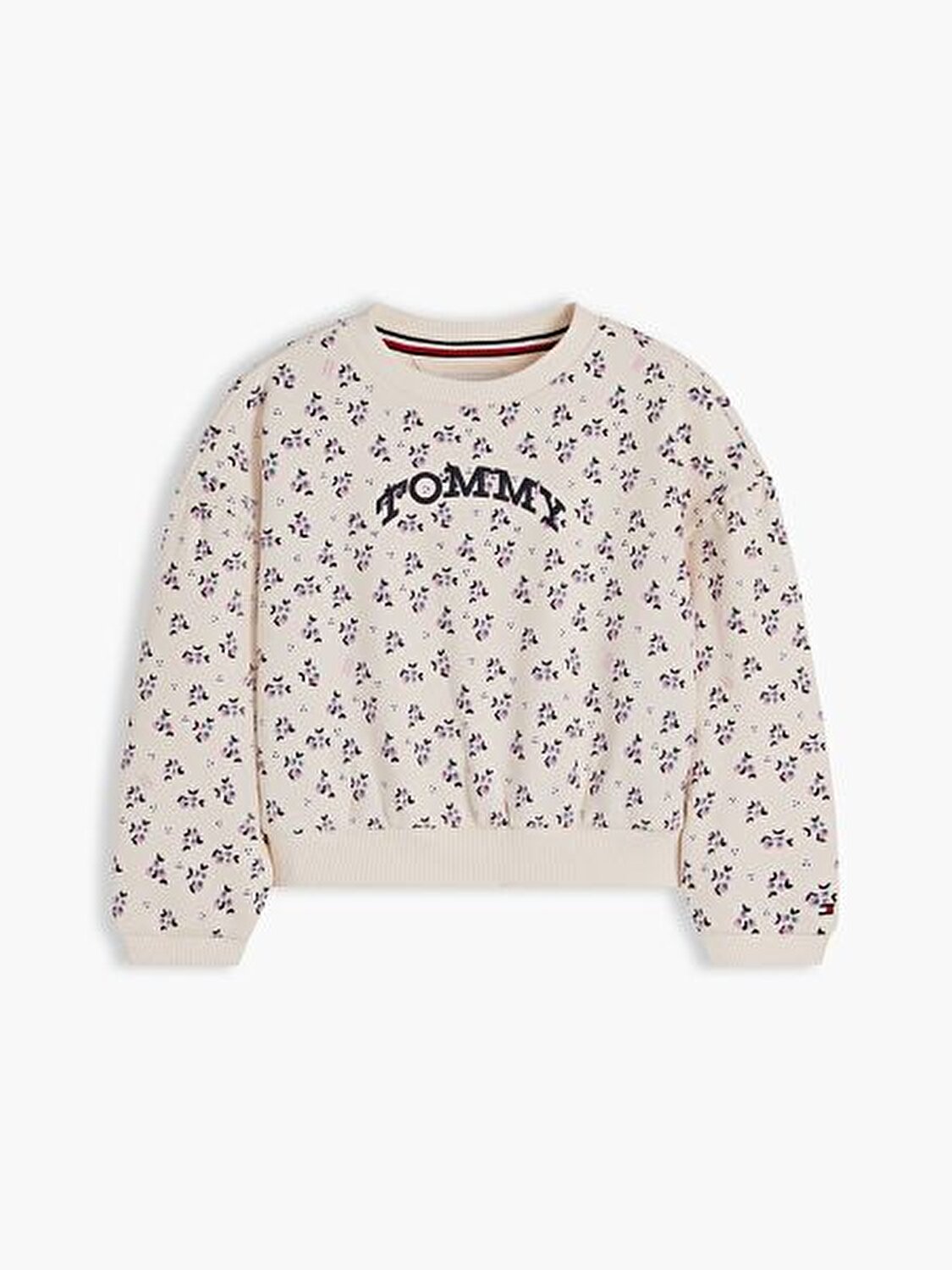 BEJ ÇİÇEKLİ LOGOLU KIZ ÇOCUK SWEATSHIRT
