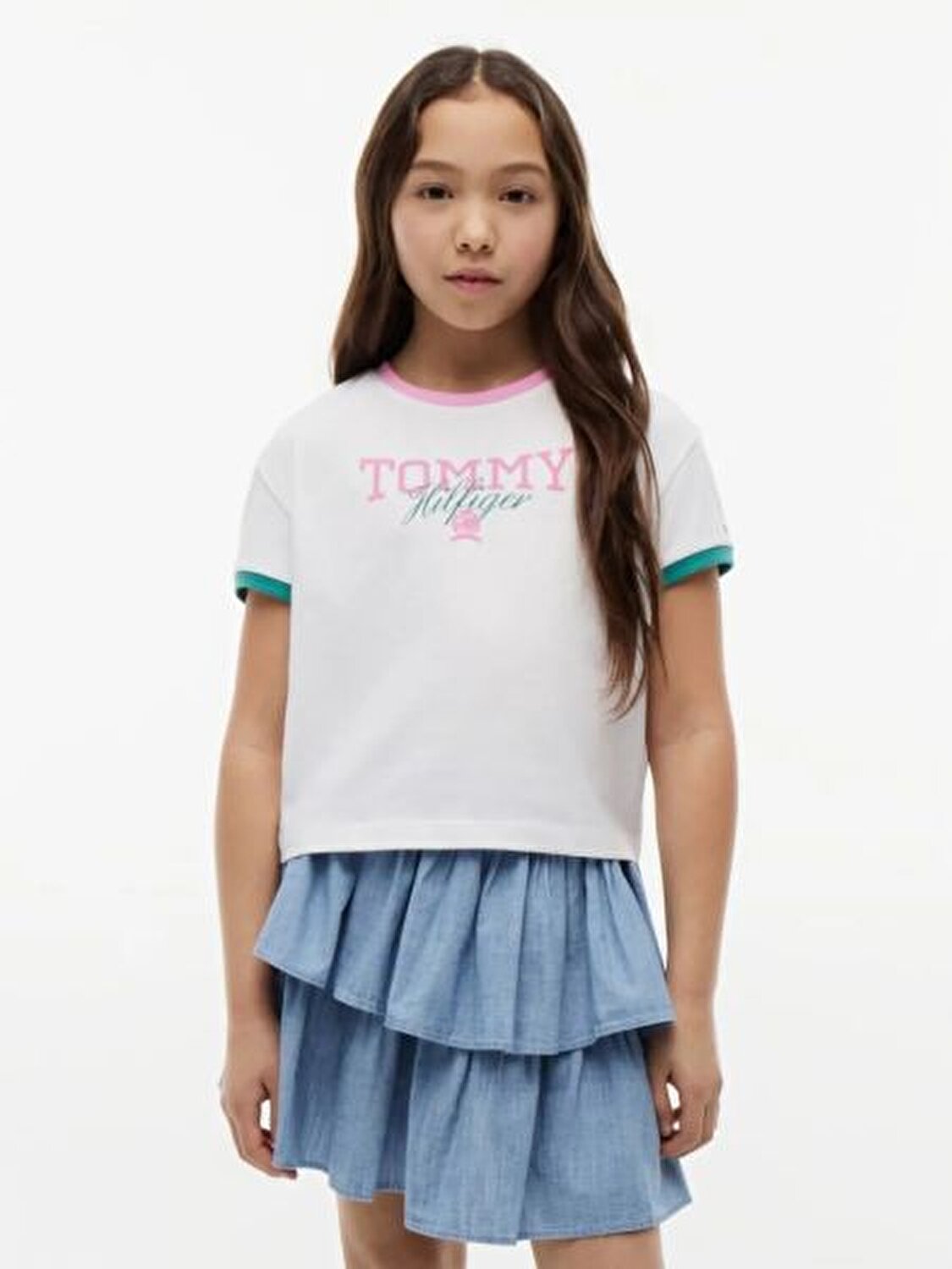 BEYAZ LOGOLU KIZ ÇOCUK T-SHIRT