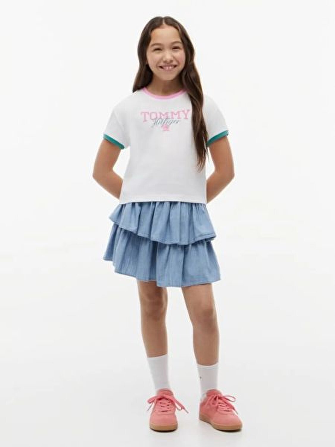 BEYAZ LOGOLU KIZ ÇOCUK T-SHIRT