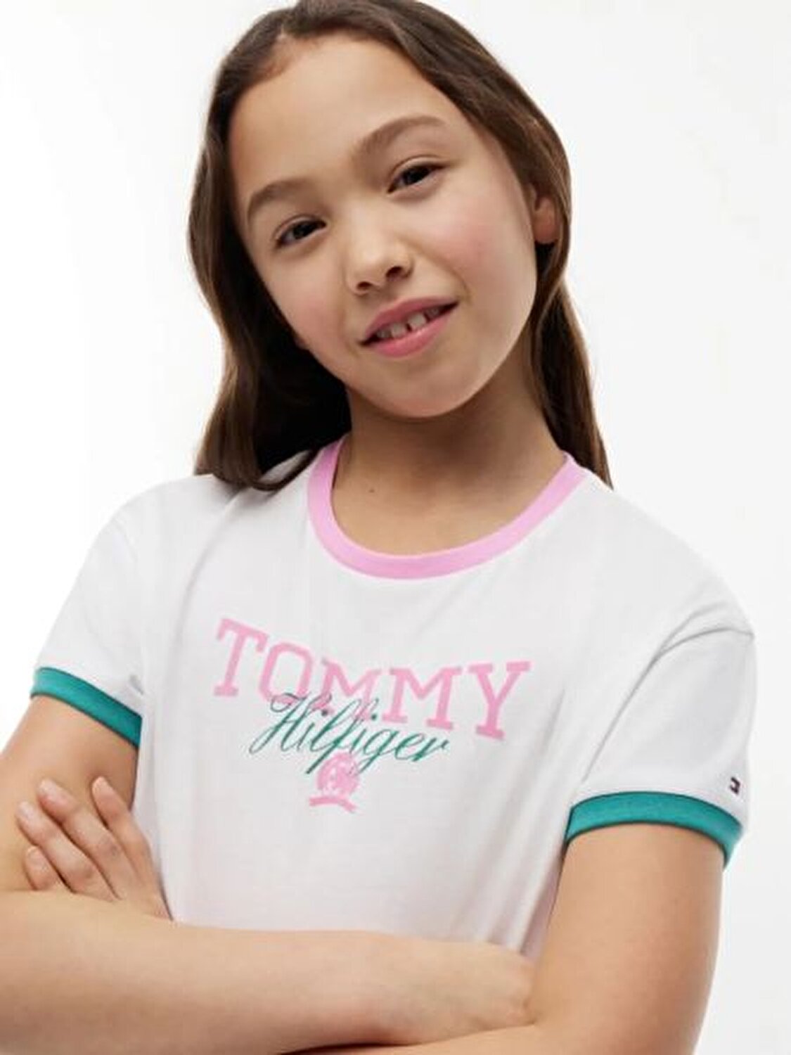 BEYAZ LOGOLU KIZ ÇOCUK T-SHIRT