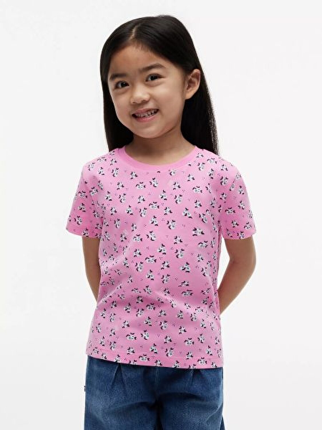 PEMBE ÇİÇEKLİ KIZ ÇOCUK T-SHIRT