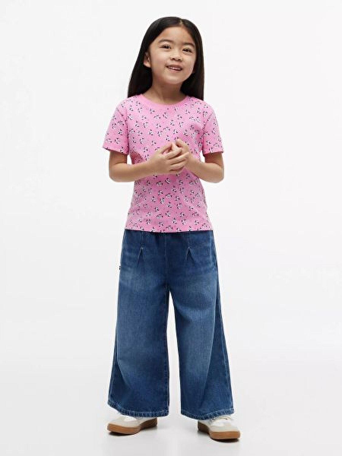 PEMBE ÇİÇEKLİ KIZ ÇOCUK T-SHIRT