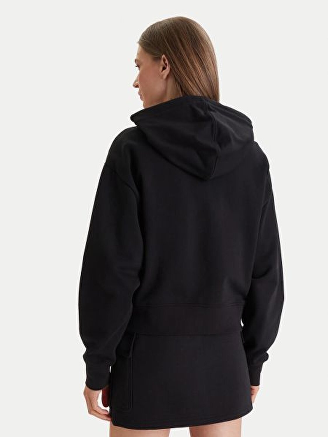 SİYAH FERMUARLI KAPÜŞONLU KADIN SWEATSHIRT