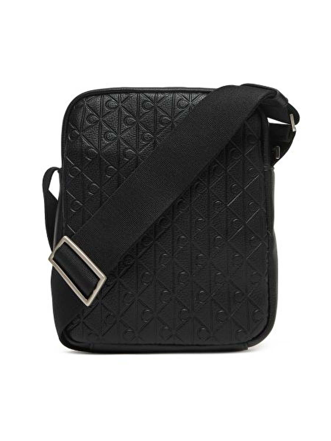 EMBLEM AOP EMBOSS SİYAH ERKEK OMUZ ÇANTASI