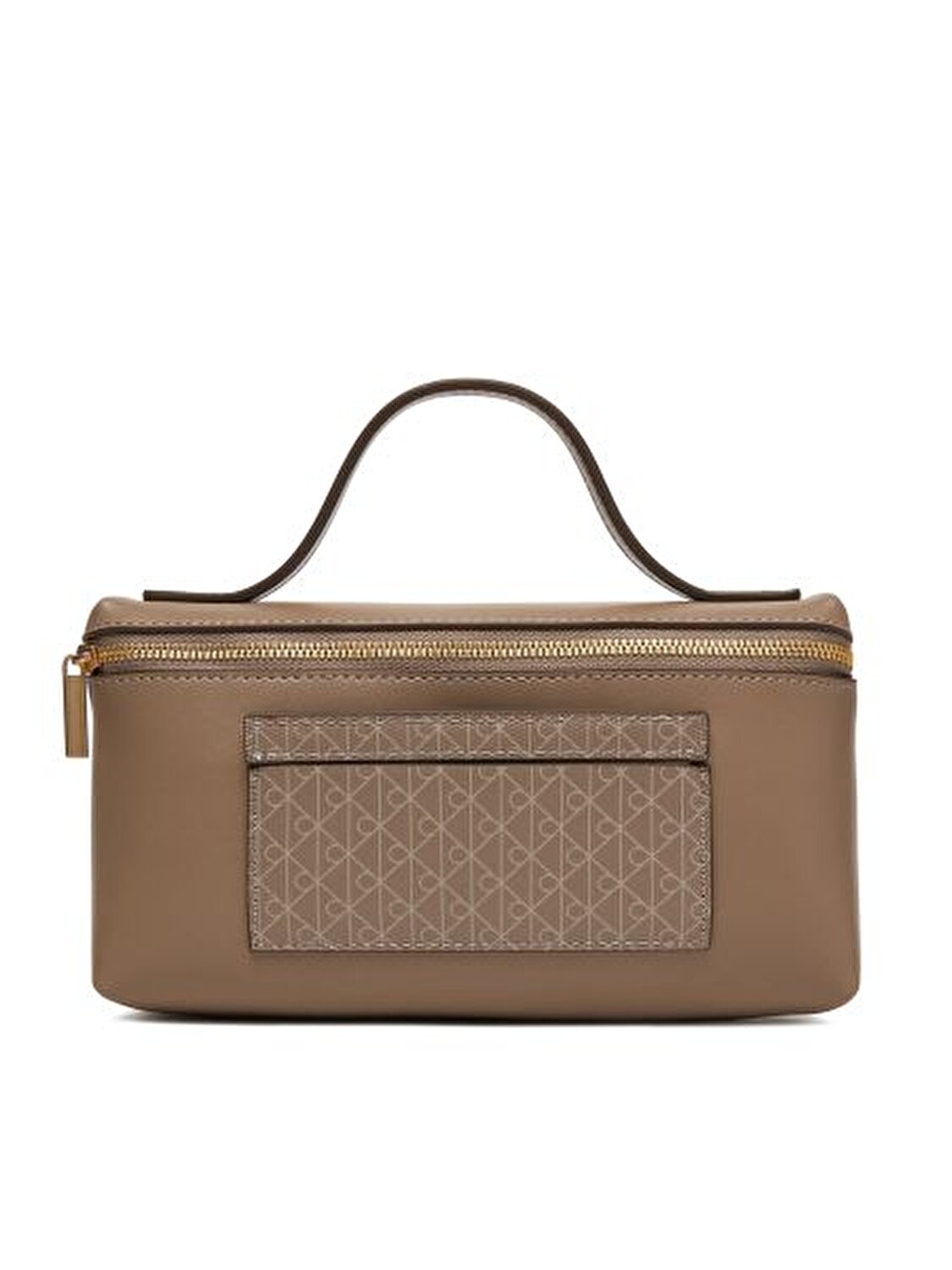 EMBLEM AOP BEJ KADIN MAKYAJ ÇANTASI