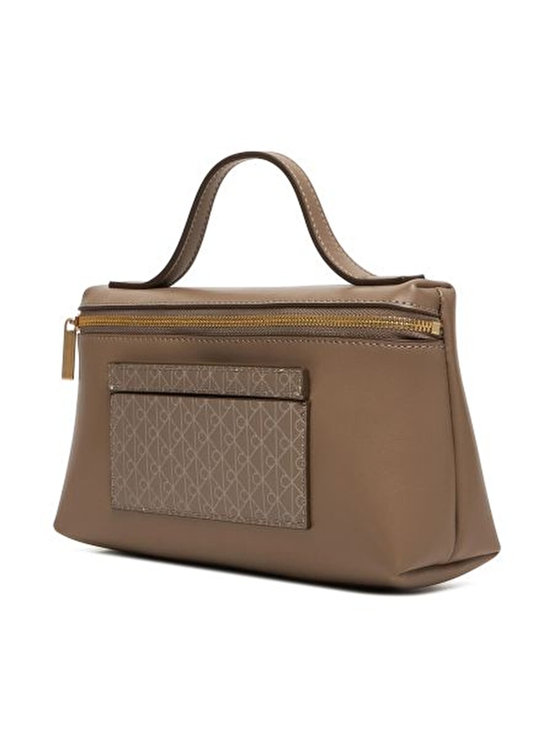 EMBLEM AOP BEJ KADIN MAKYAJ ÇANTASI