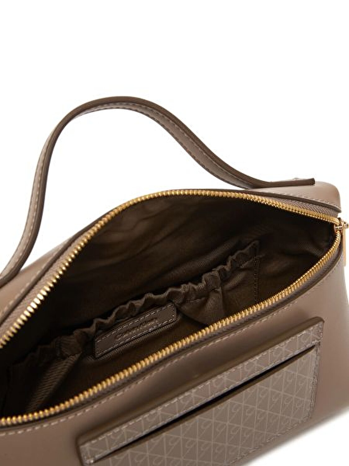 EMBLEM AOP BEJ KADIN MAKYAJ ÇANTASI