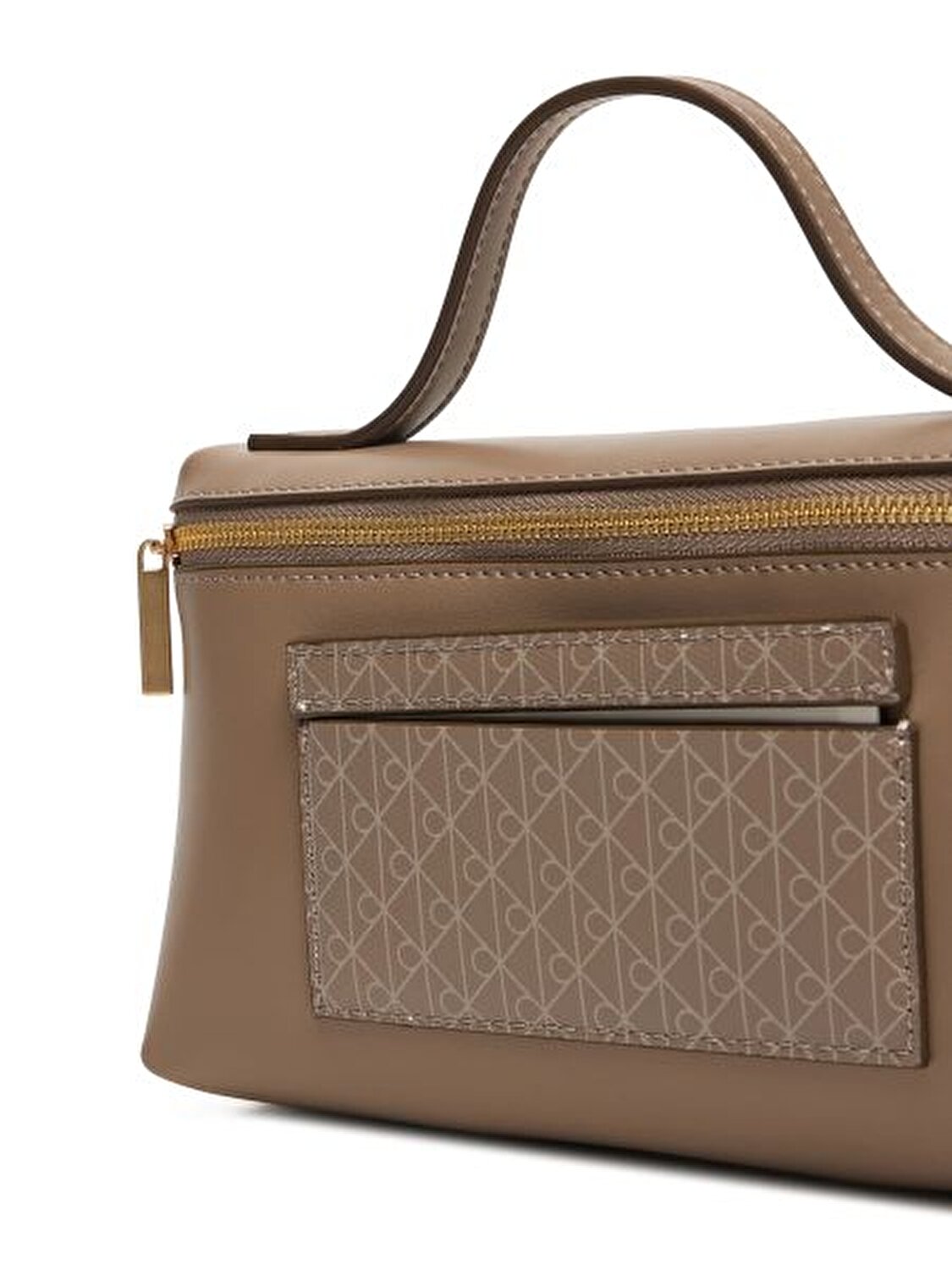 EMBLEM AOP BEJ KADIN MAKYAJ ÇANTASI