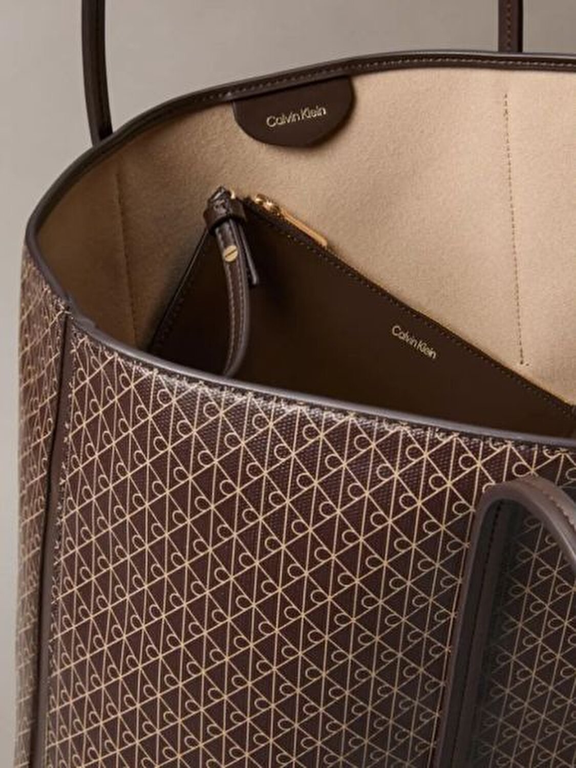 EMBLEM AOP KAHVERENGİ KADIN TOTE ÇANTA