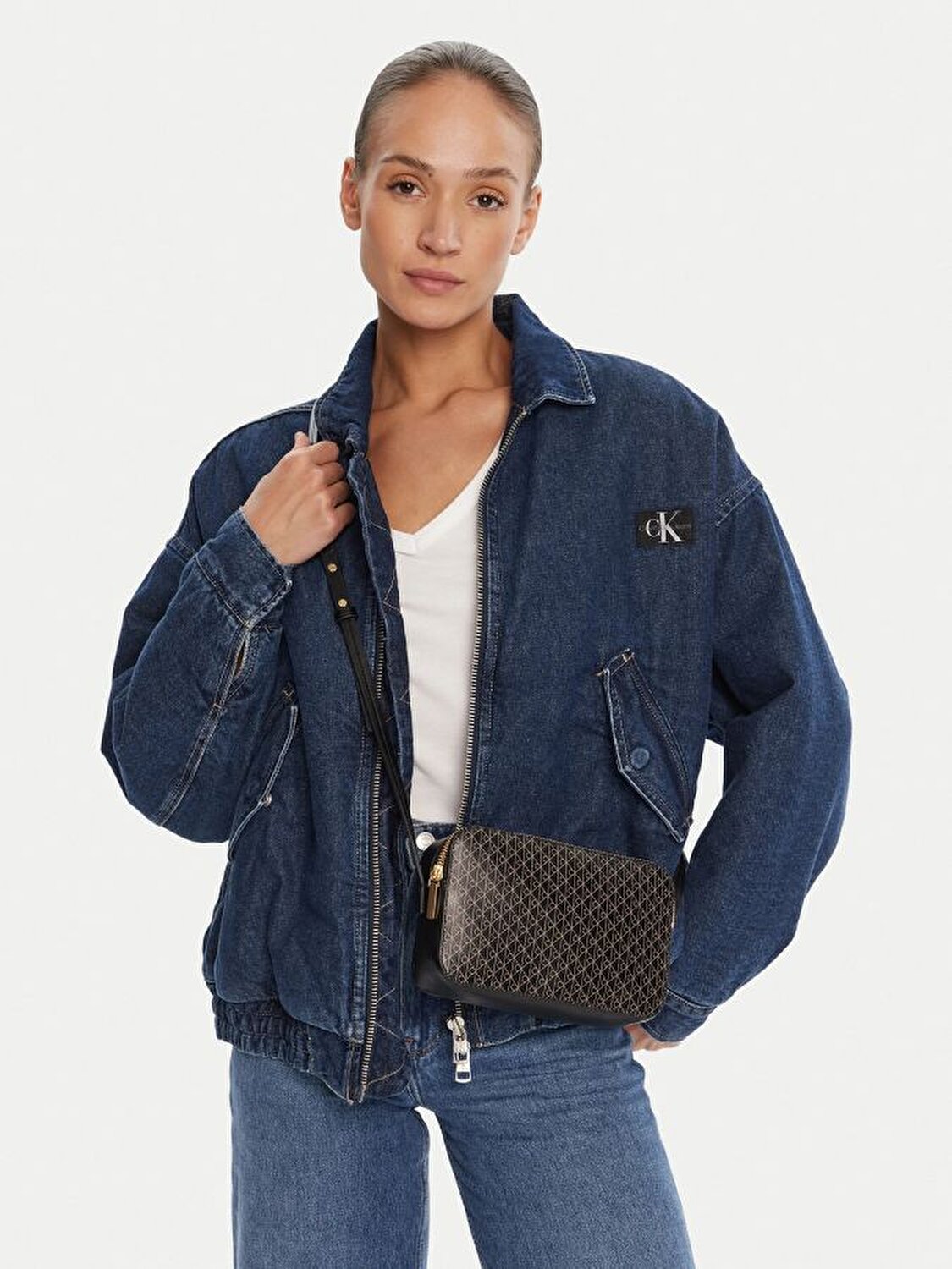 EMBLEM AOP ELONGATED CAMERA BAG