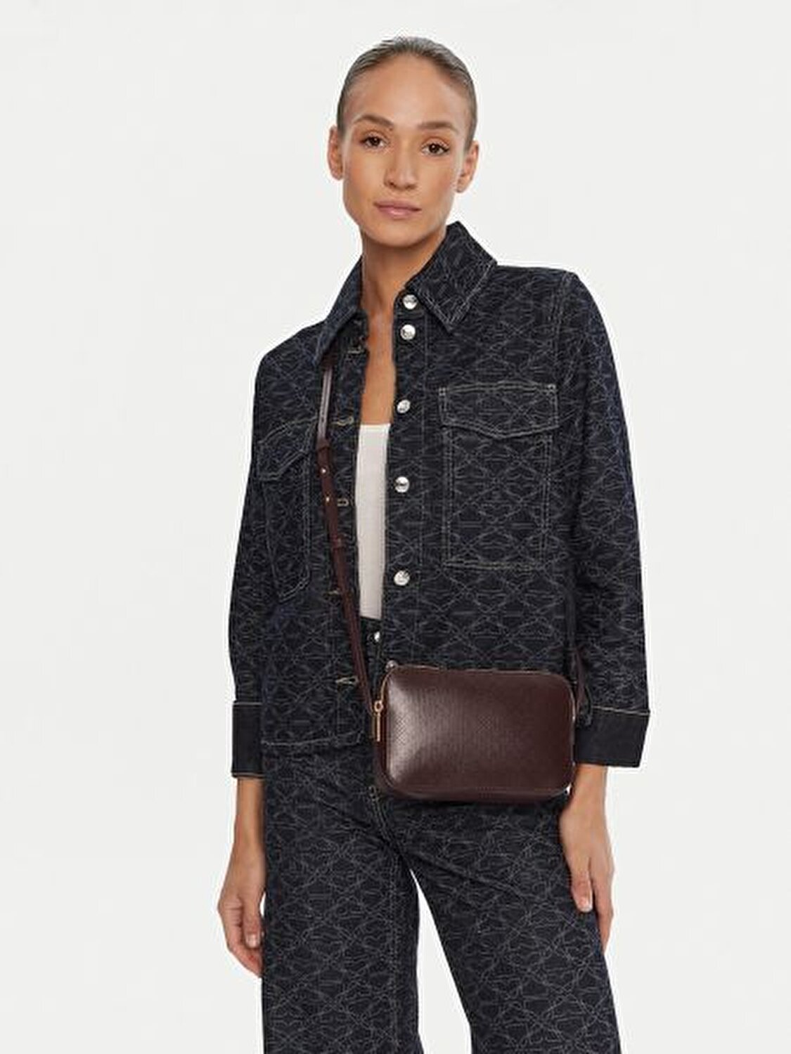 EMBLEM AOP ELONGATED CAMERA BAG
