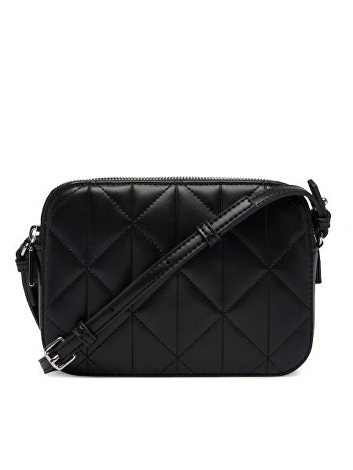 QUILTED DOUBLE ZIP CAMERA BAG SİYAH KADIN ÇAPRAZ ÇANTA