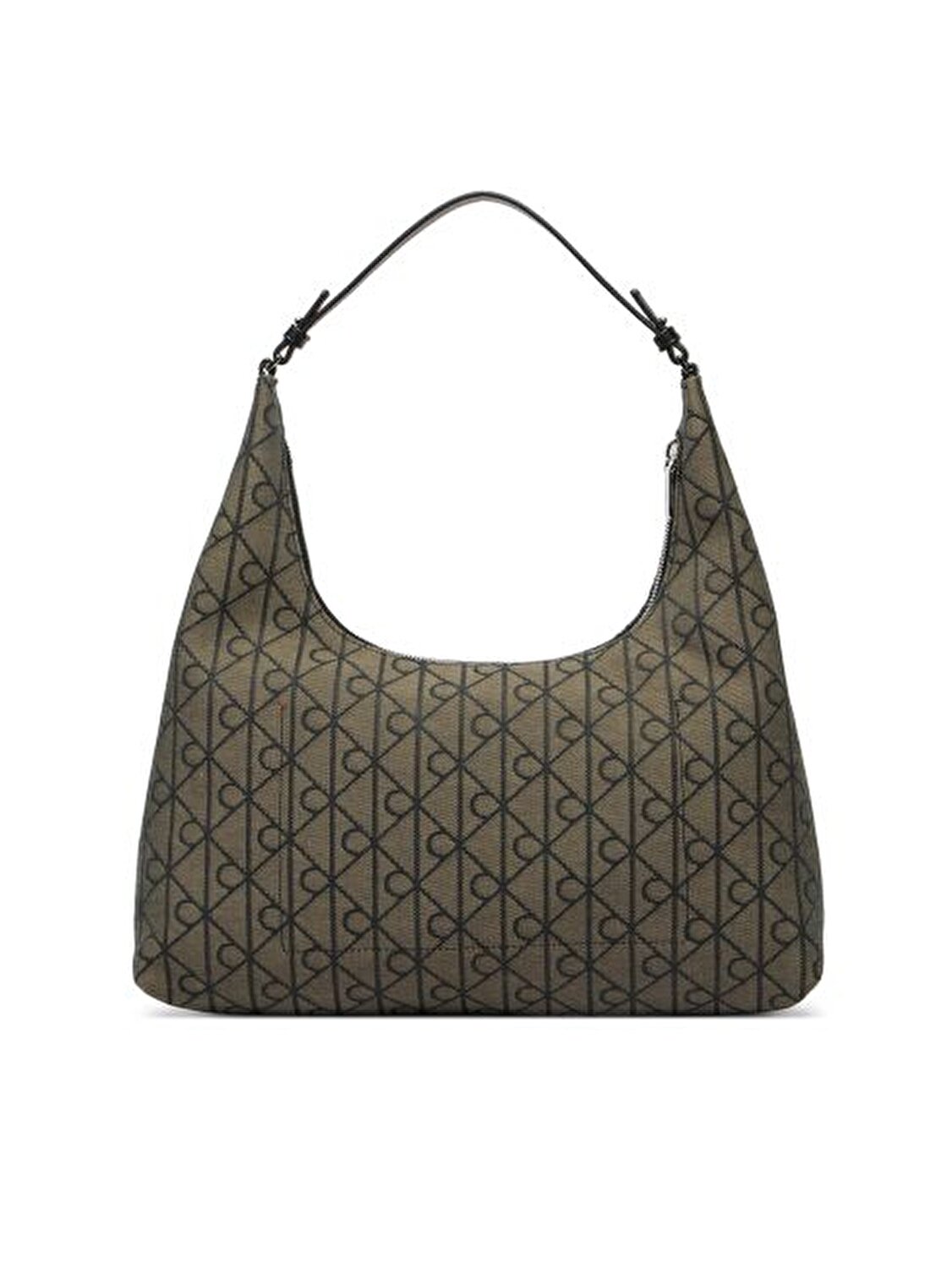 EMBLEM JACQUARD ANTRASİT KADIN OMUZ ÇANTASI