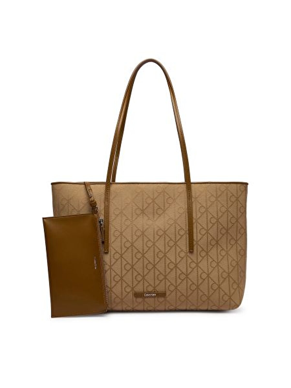 EMBLEM AOP JACQUARD KAHVE KADIN TOTE ÇANTA