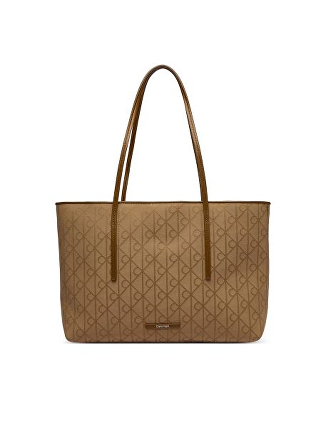 EMBLEM AOP JACQUARD KAHVE KADIN TOTE ÇANTA