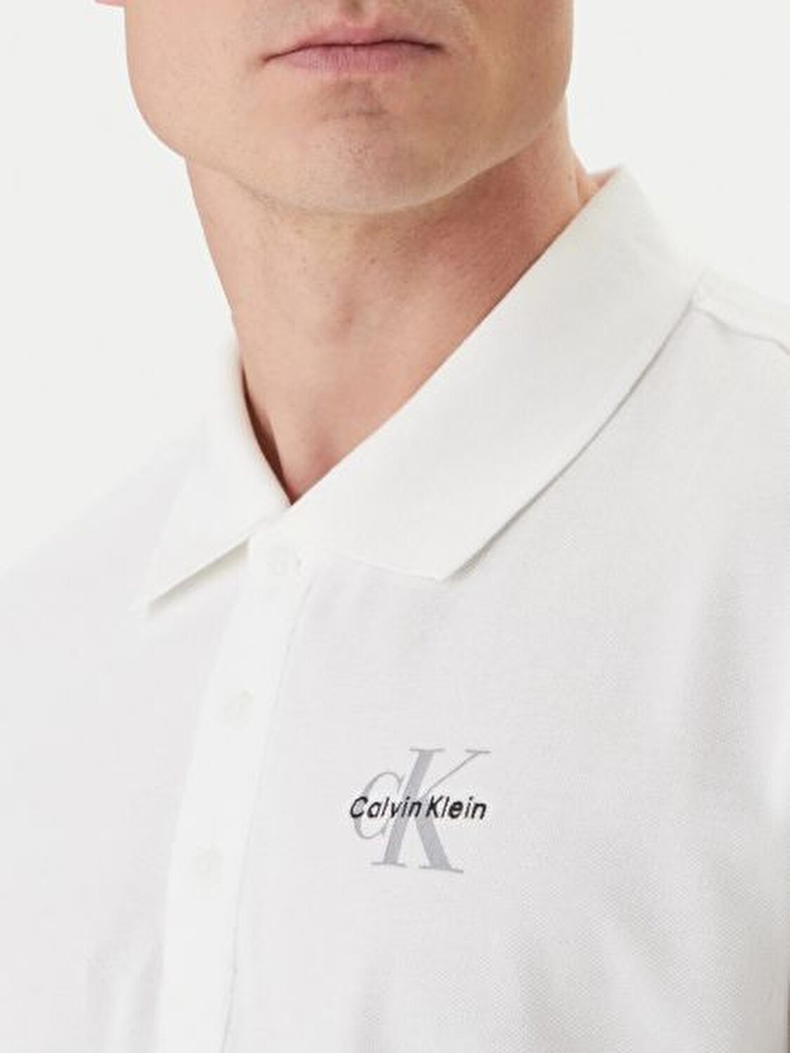 BEYAZ LOGOLU ERKEK POLO T-SHIRT