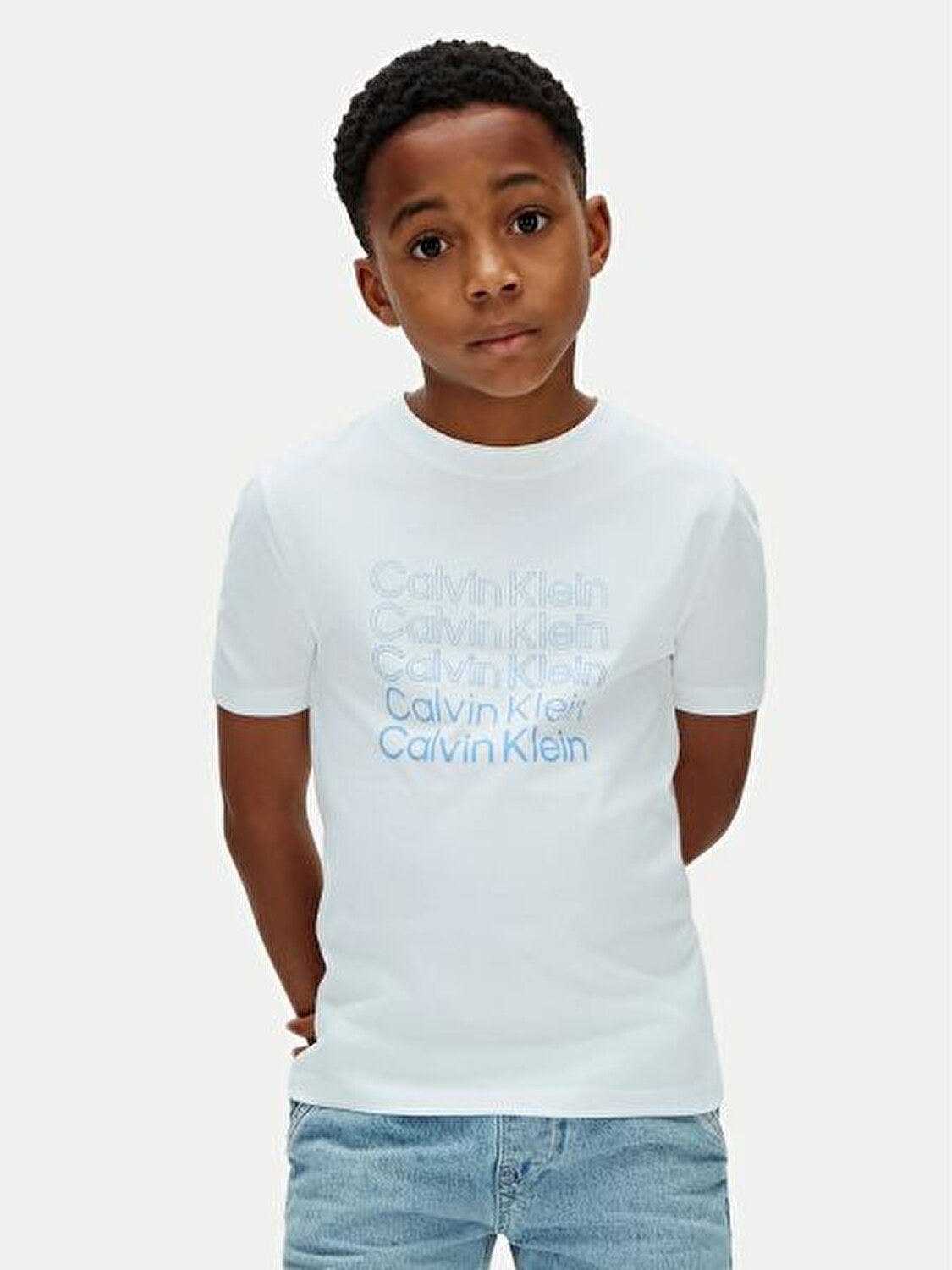 BEYAZ LOGO BASKILI ERKEK ÇOCUK T-SHIRT