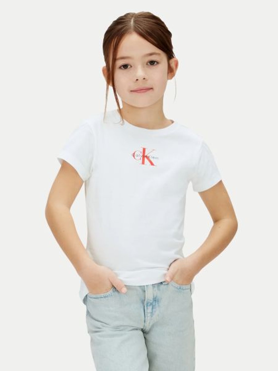 BEYAZ LOGOLU KIZ ÇOCUK T-SHIRT