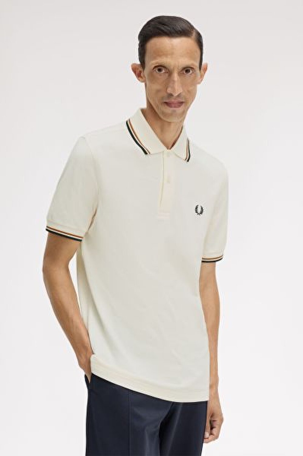 EKRU LOGOLU ERKEK POLO T-SHIRT