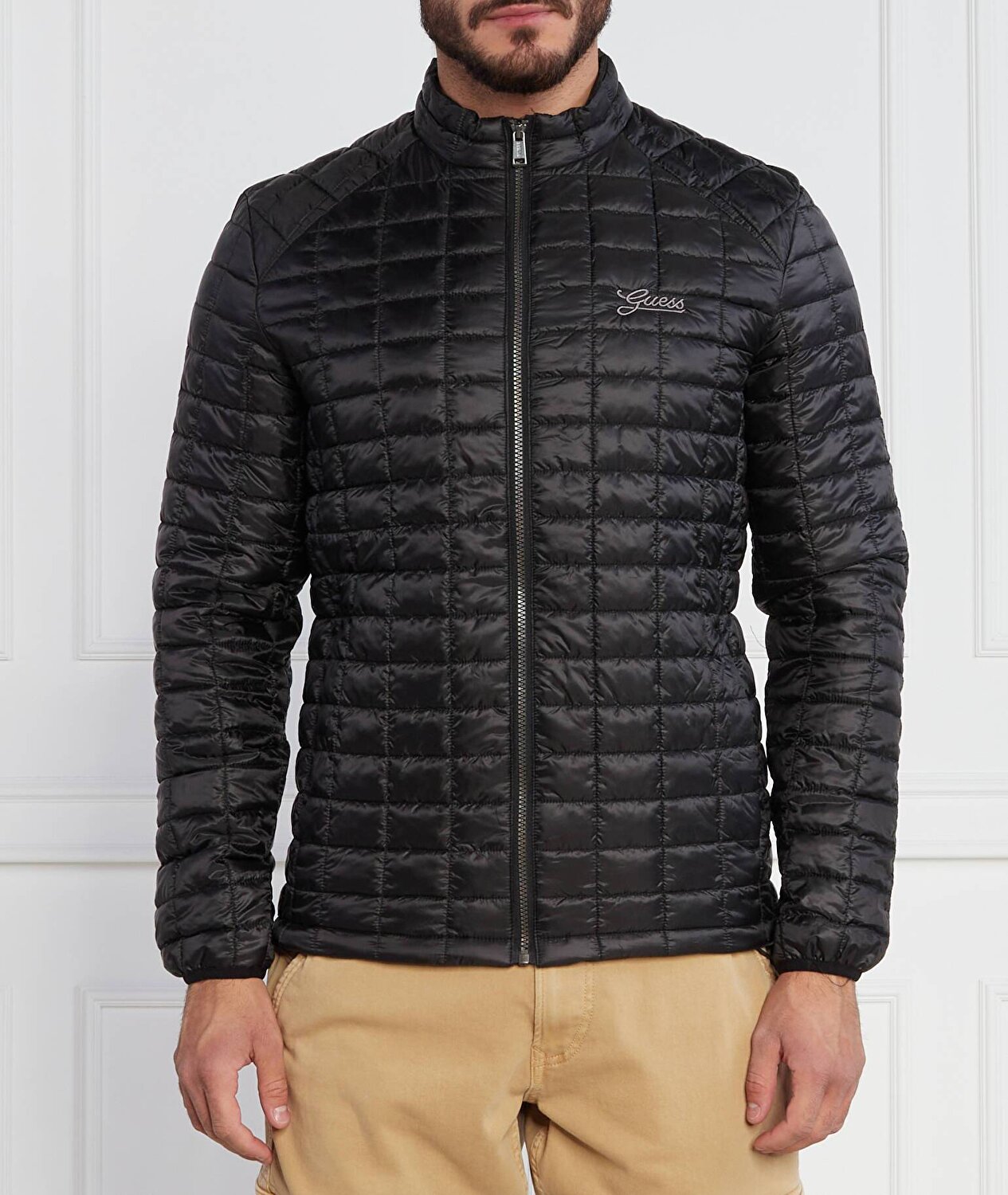 Guess men's quilted jacket with 2025 fleece collar