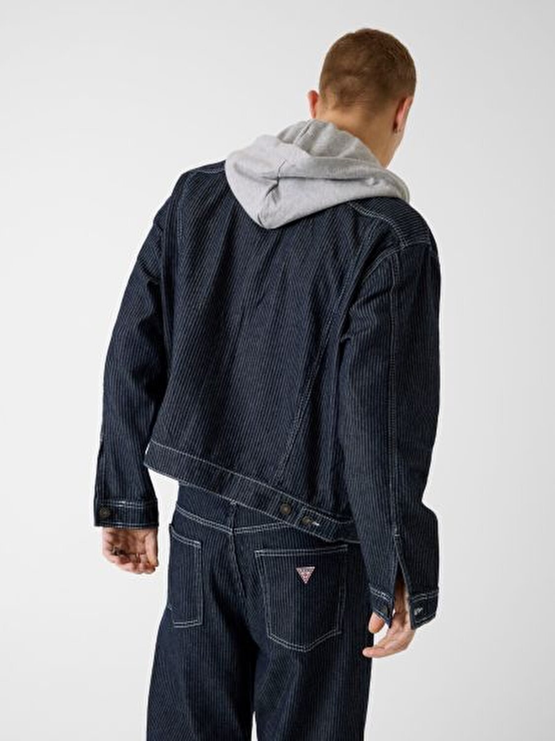 LACİVERT ERKEK KAPÜŞONLU KOT CEKET