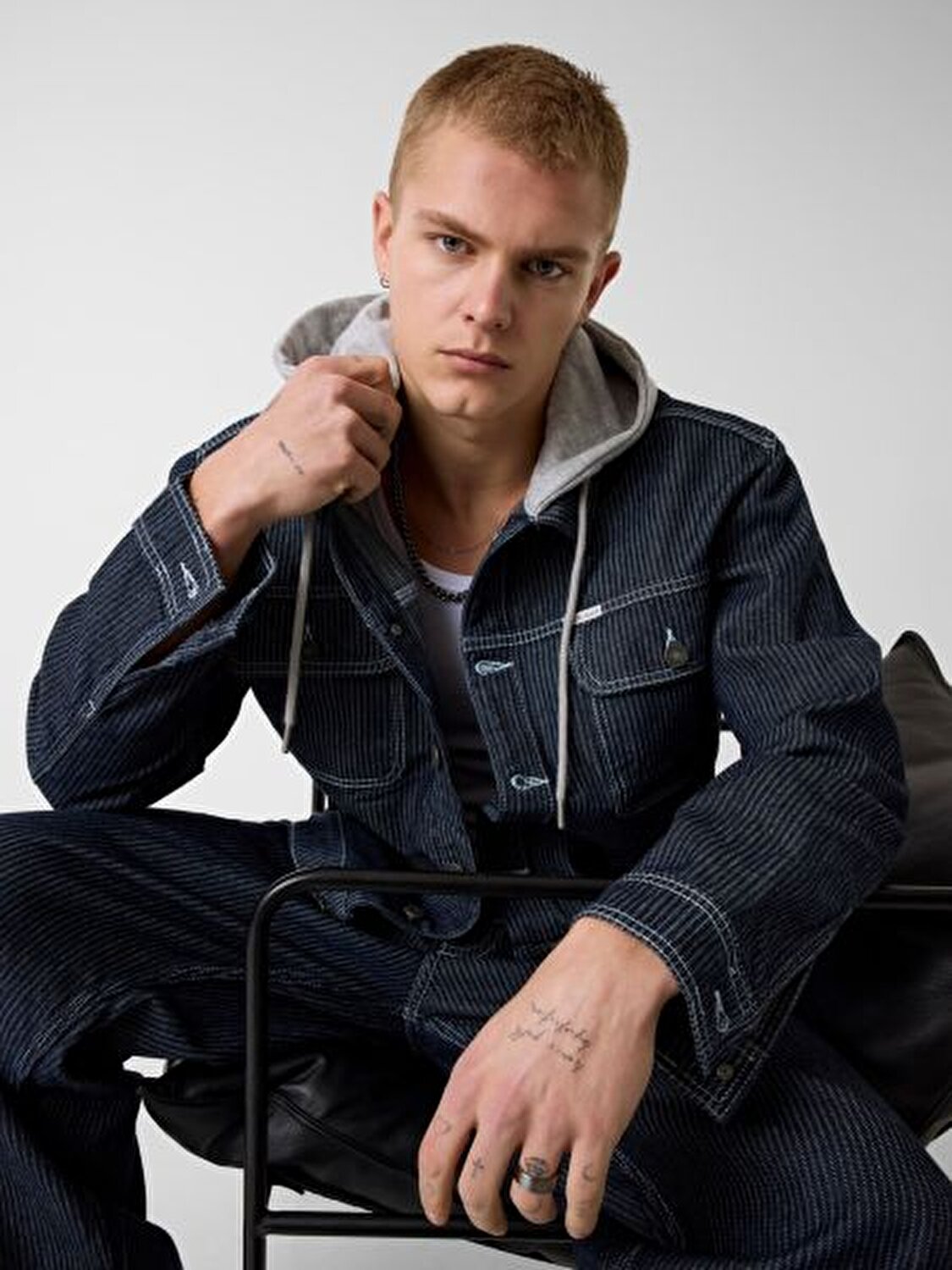 LACİVERT ERKEK KAPÜŞONLU KOT CEKET