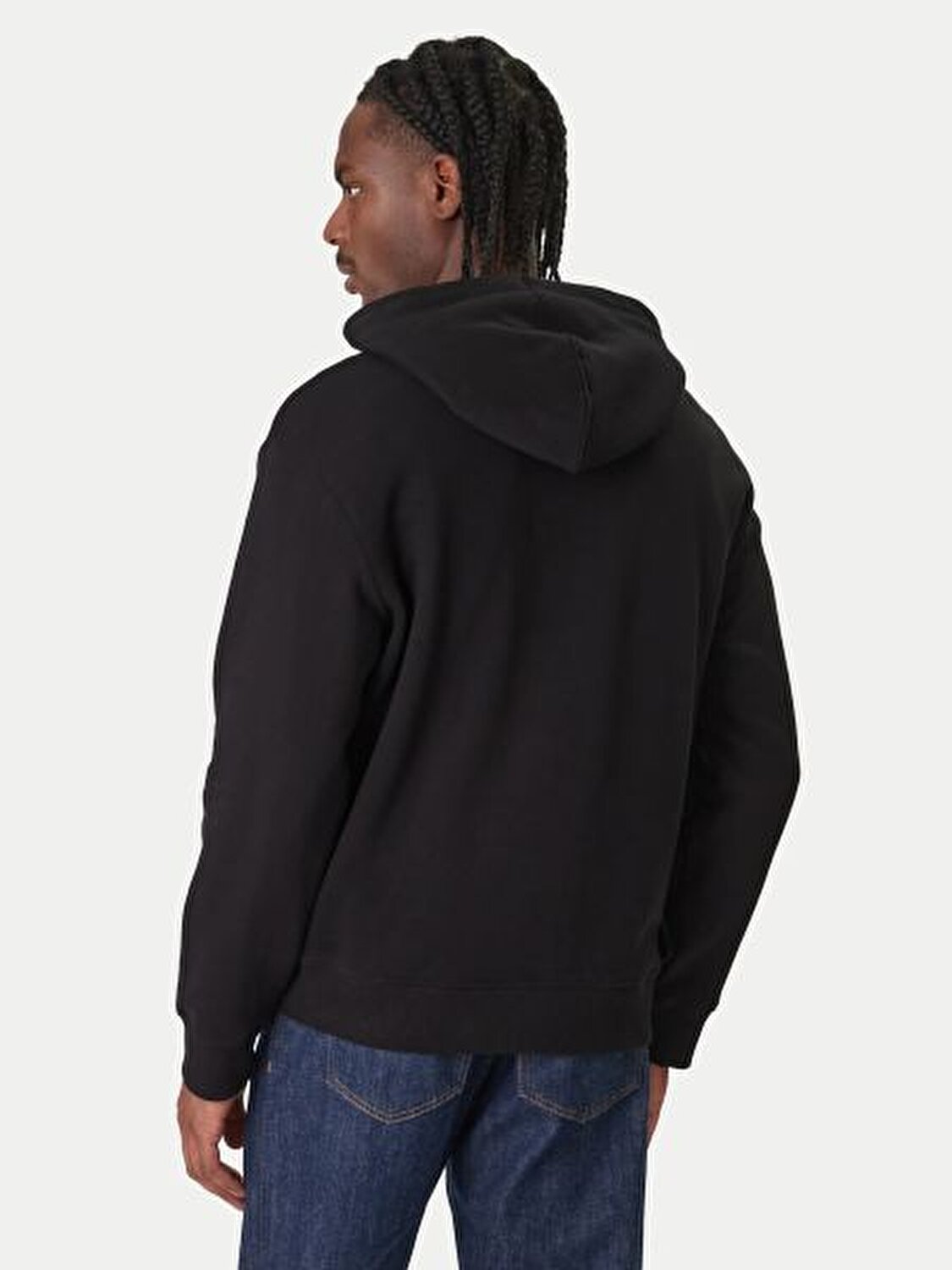 SİYAH BASKILI KAPÜŞONLU ERKEK SWEATSHIRT