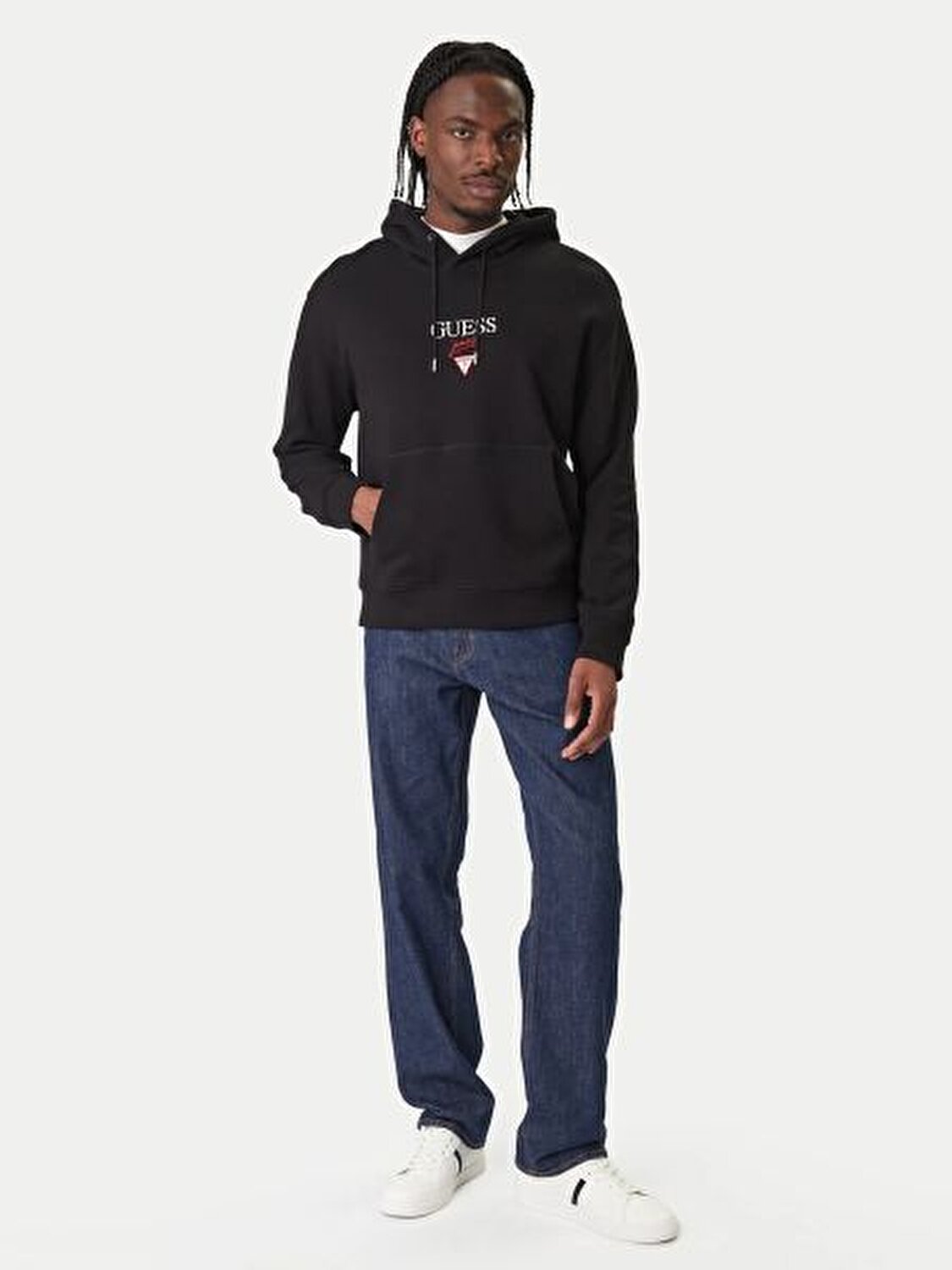 SİYAH BASKILI KAPÜŞONLU ERKEK SWEATSHIRT