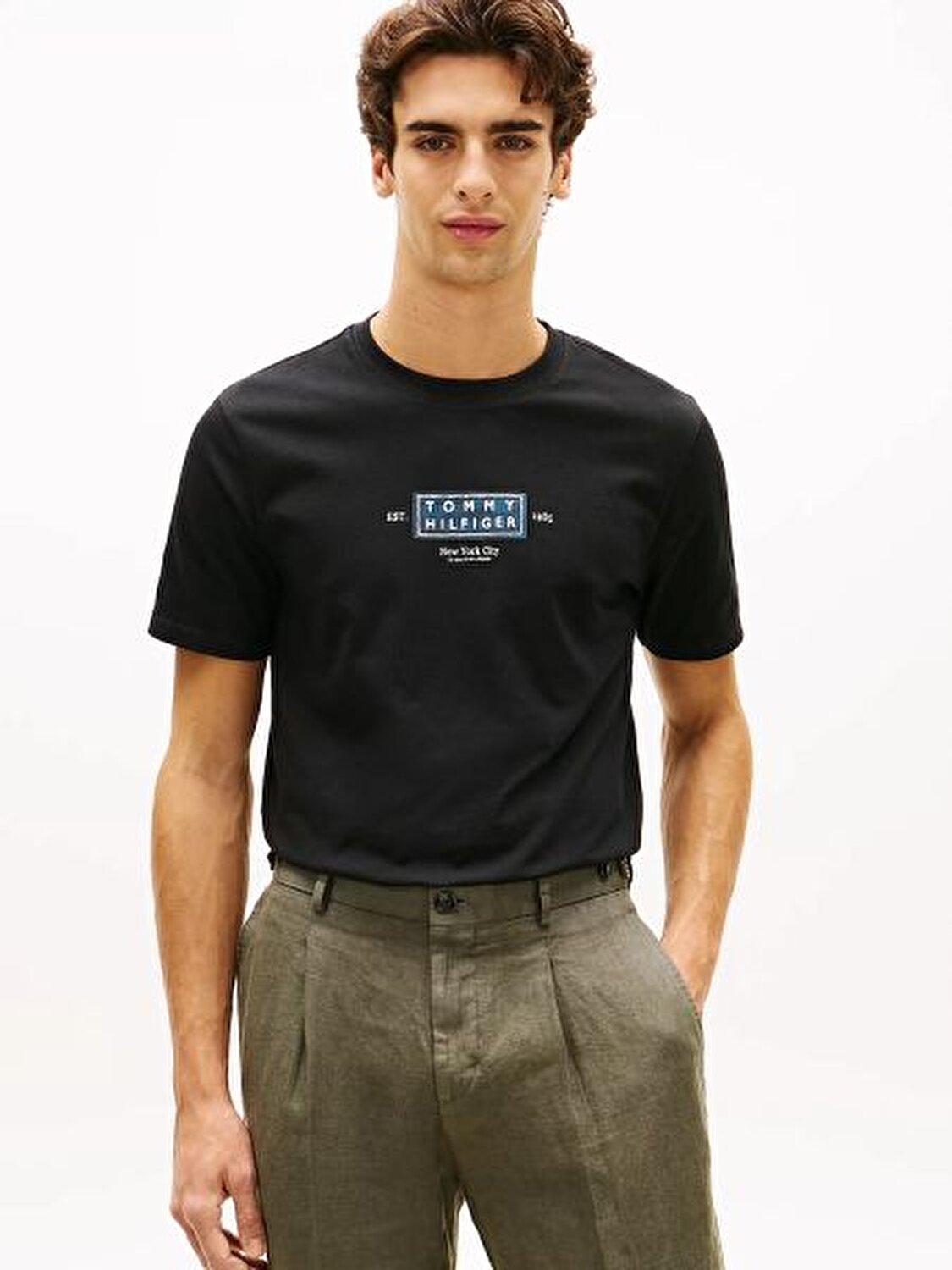 SİYAH BASKILI ERKEK T-SHIRT
