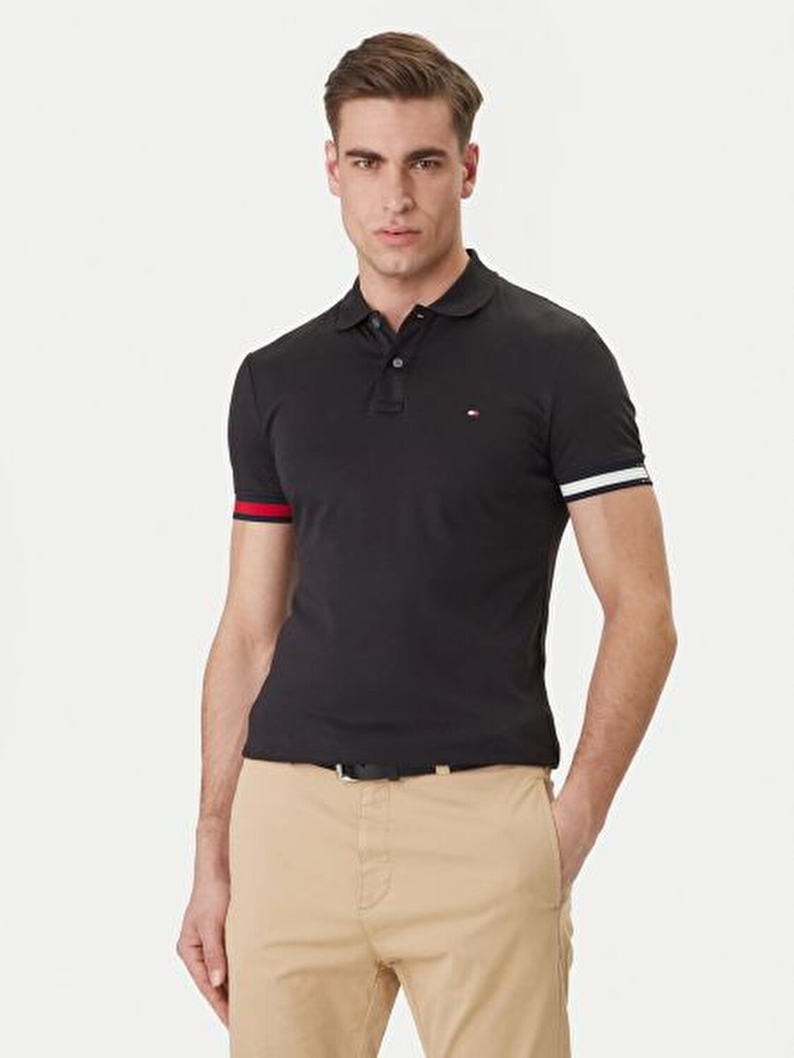 SİYAH LOGOLU ERKEK POLO T-SHIRT