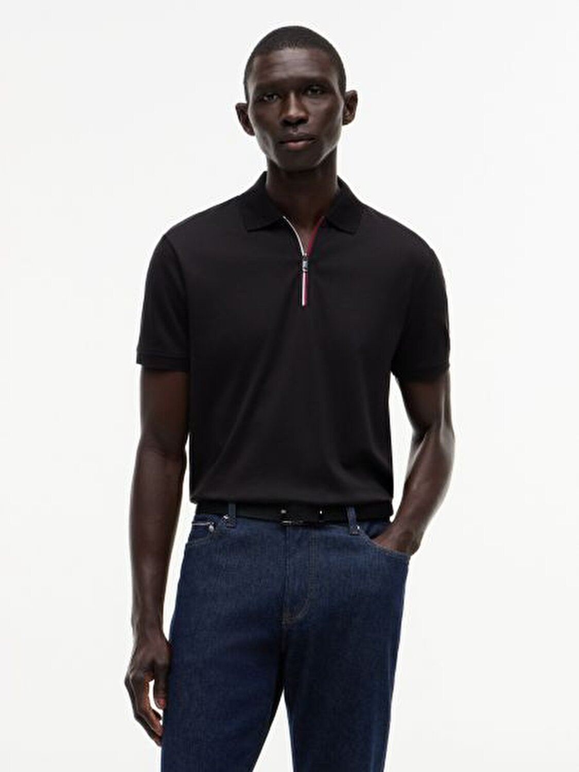 SİYAH LOGOLU ERKEK POLO T-SHIRT