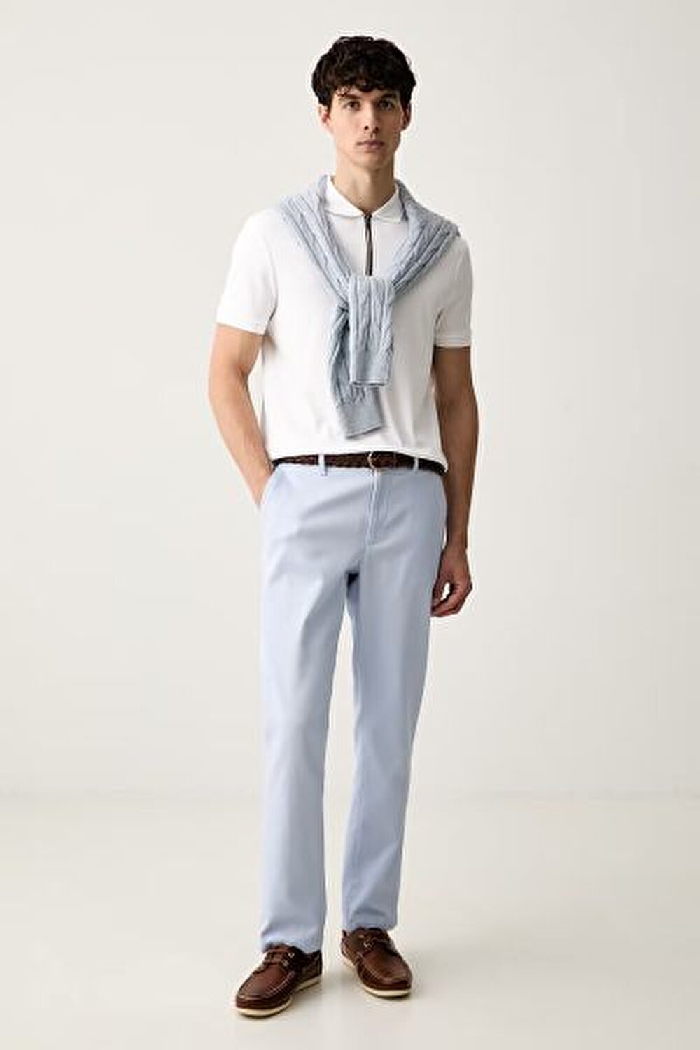 BEYAZ LOGOLU ERKEK POLO T-SHIRT