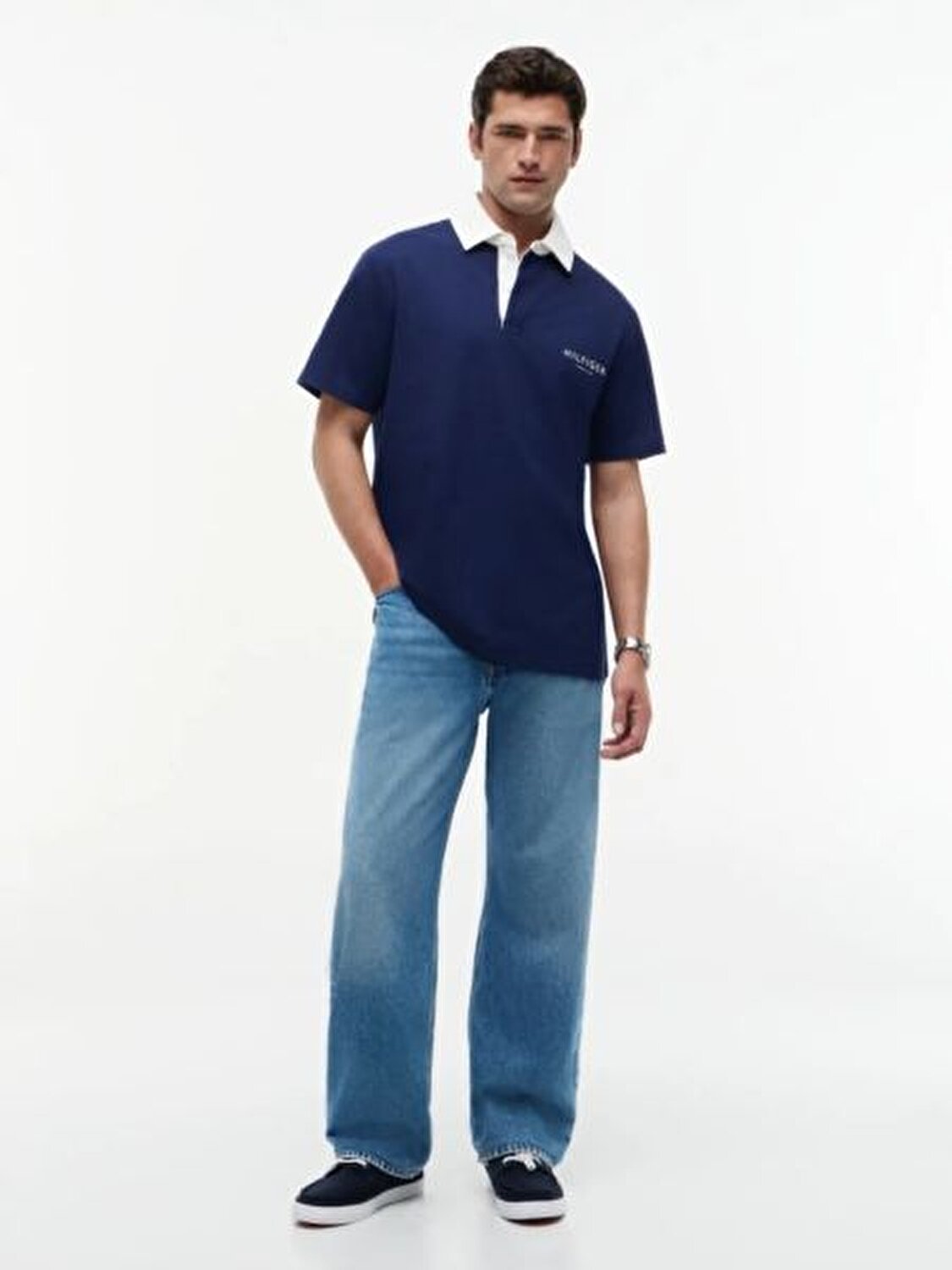 LACİVERT LOGOLU ERKEK POLO T-SHIRT