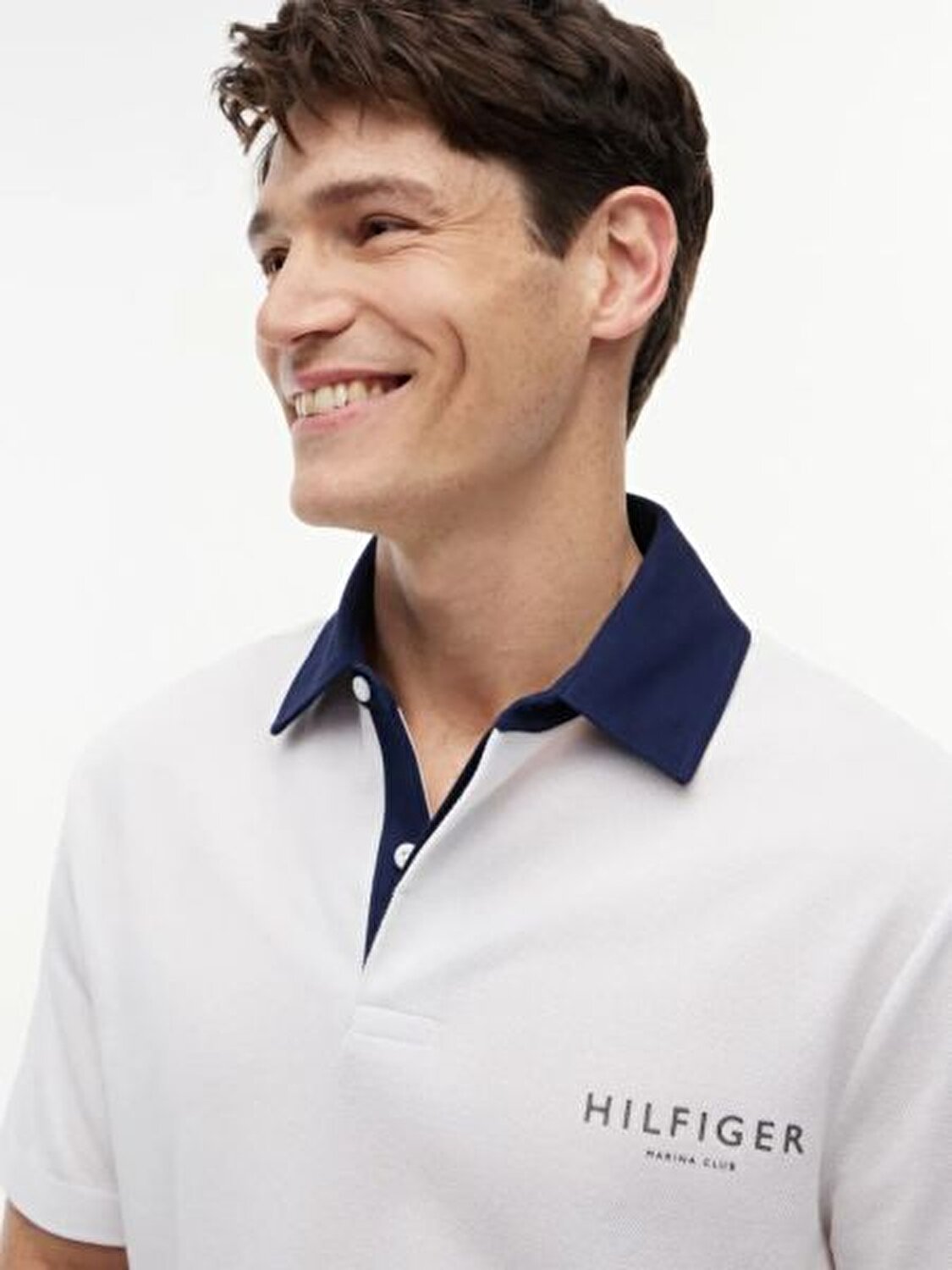 BEYAZ LOGOLU ERKEK POLO T-SHIRT