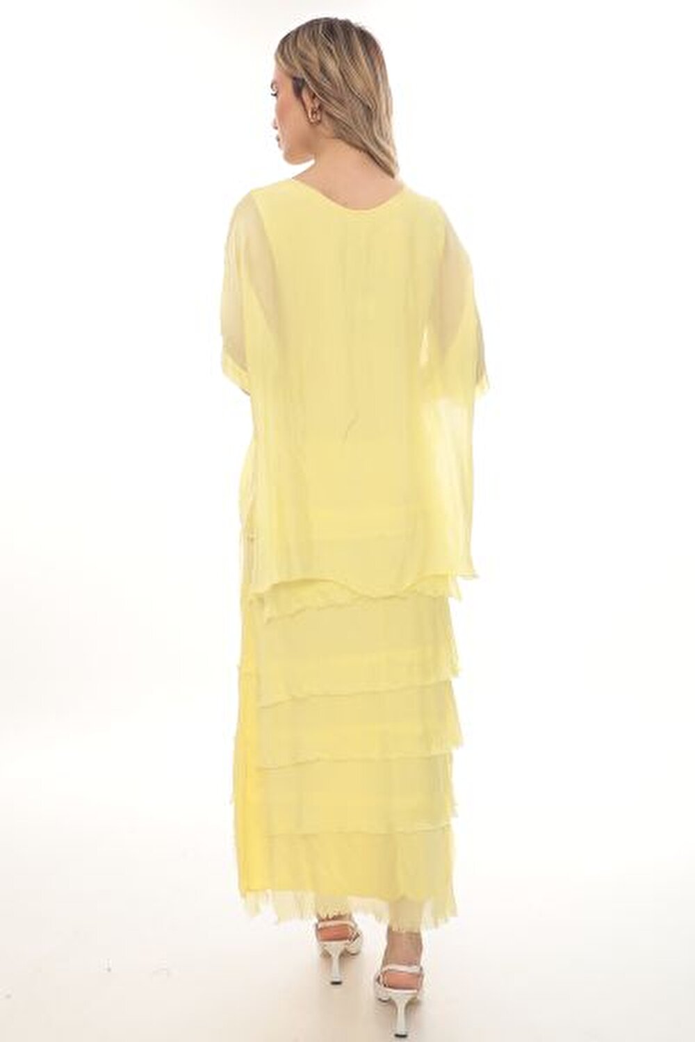 SARI KISA KOL KADIN ELBİSE