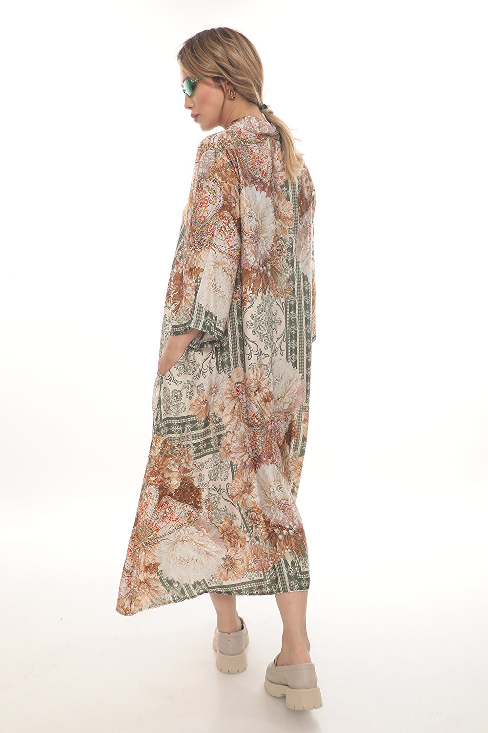 DESENLİ GÖMLEK YAKA KADIN ELBİSE