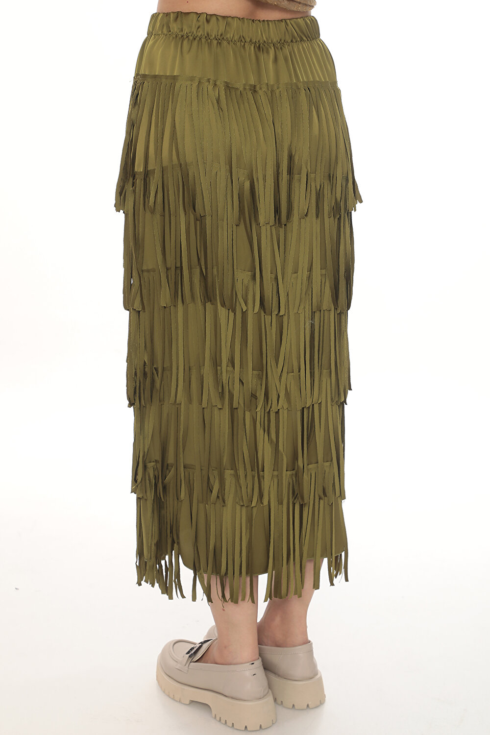 YEŞİL PÜSKÜLLÜ KADIN ETEK