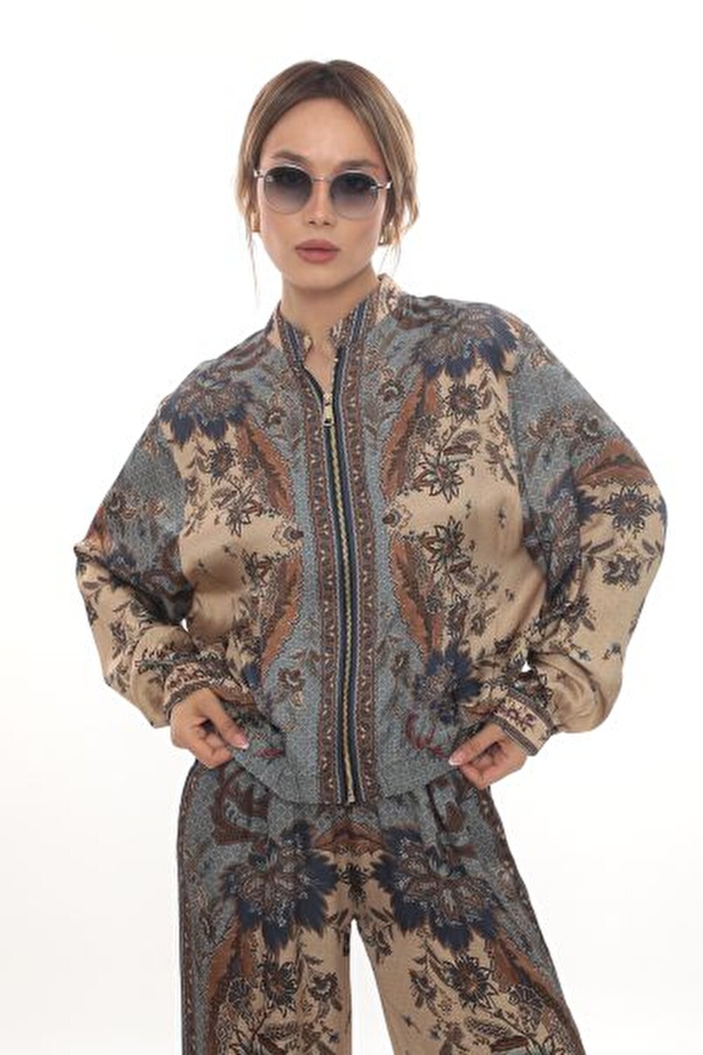 FERMUARLI ÜST-GENİŞ PAÇA PANTOLON KADIN TAKIM