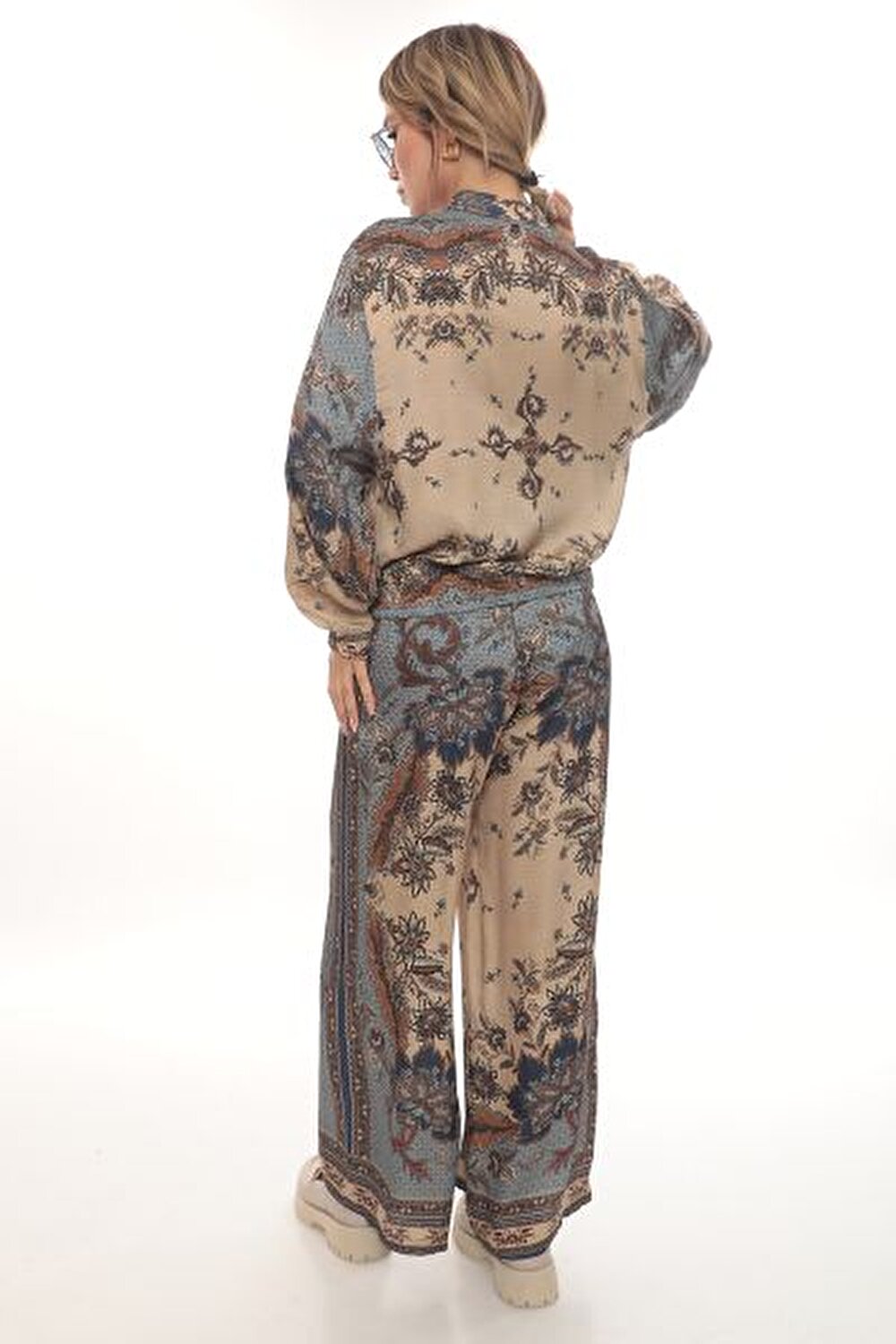 FERMUARLI ÜST-GENİŞ PAÇA PANTOLON KADIN TAKIM