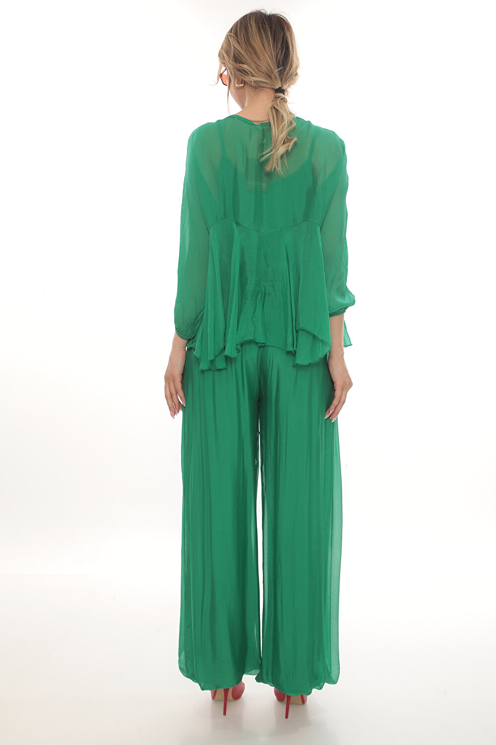 YEŞİL UZUN KOL KADIN BLUZ